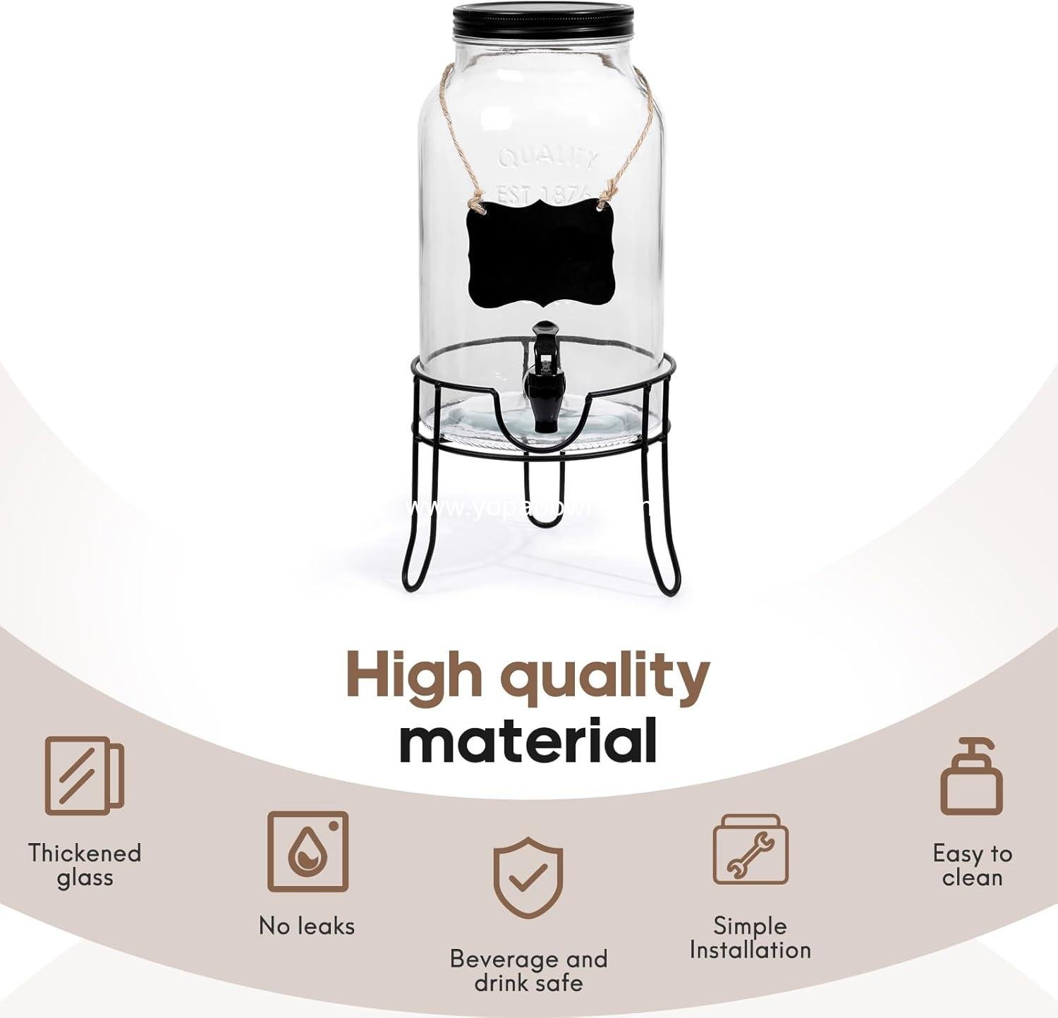 Wholesale 1.5 Gallon Glass Drink Dispenser for Parties, Ice Beverage Dispenser with Stand, Water Dispenser with Spigot, Lemonade Dispenser, Factory