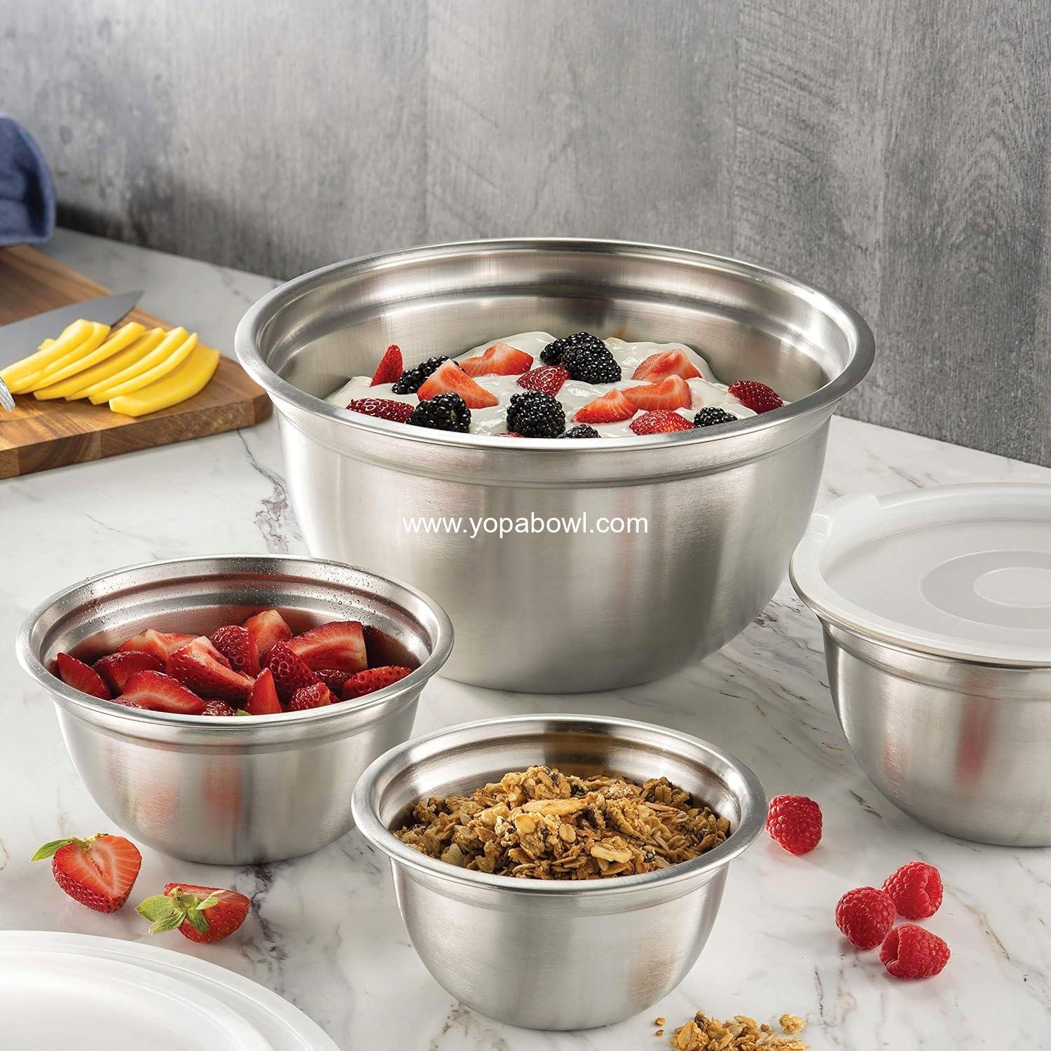 Wholesale Stainless Steel Mixing Bowls Set with Lids, Essential Kitchen Cooking Tools for Baking, 5 Pieces Factory