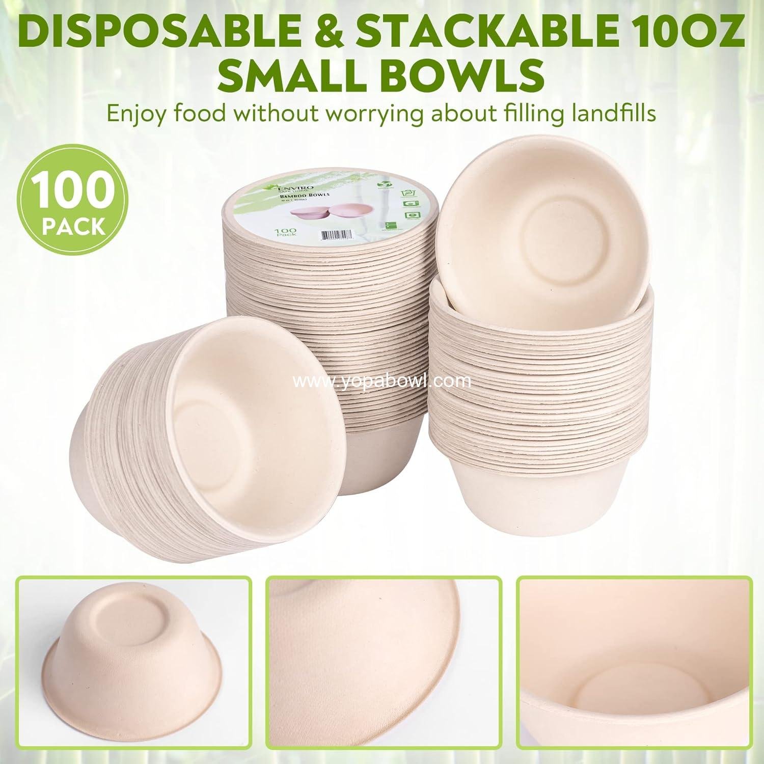 Wholesale 10 Oz Bamboo Disposable Bowls - 100 Pack, Heavy Duty, Microwavable, Oven Safe - Ideal for Soups, Meals, Acai & More, Eco-Friendly, Leak-Proof Factory Wholesale 10 Oz Bamboo Disposable Bowls - 100 Pack, Heavy Duty, Microwavable, Oven Safe - Ideal for Soups, Meals, Acai & More, Eco-Friendly, Leak-Proof Factory