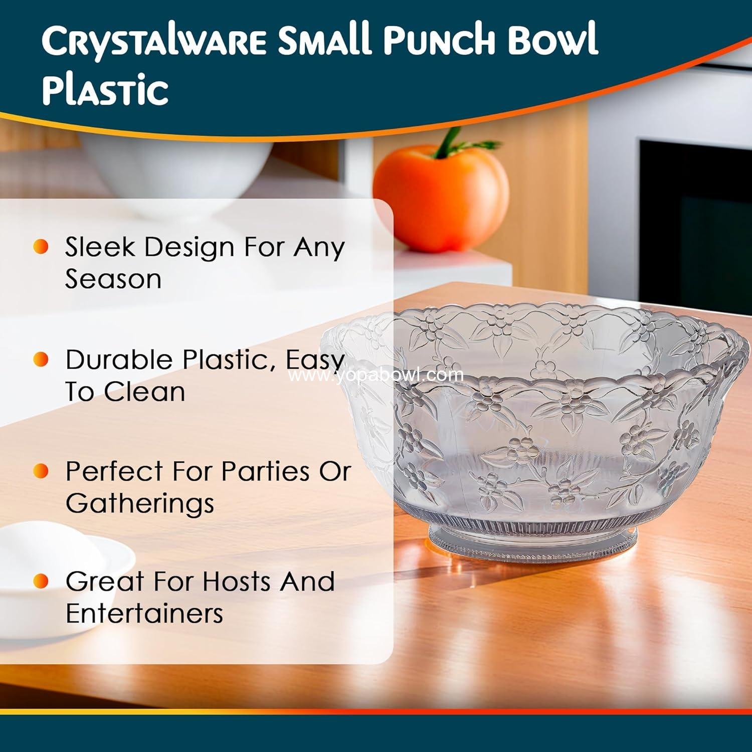 Wholesale Clear Plastic Small Punch Bowl (8 qt) - Classic Design, Ideal for Entertaining, Holidays & Celebrations Factory Wholesale Clear Plastic Small Punch Bowl (8 qt) - Classic Design, Ideal for Entertaining, Holidays & Celebrations Factory