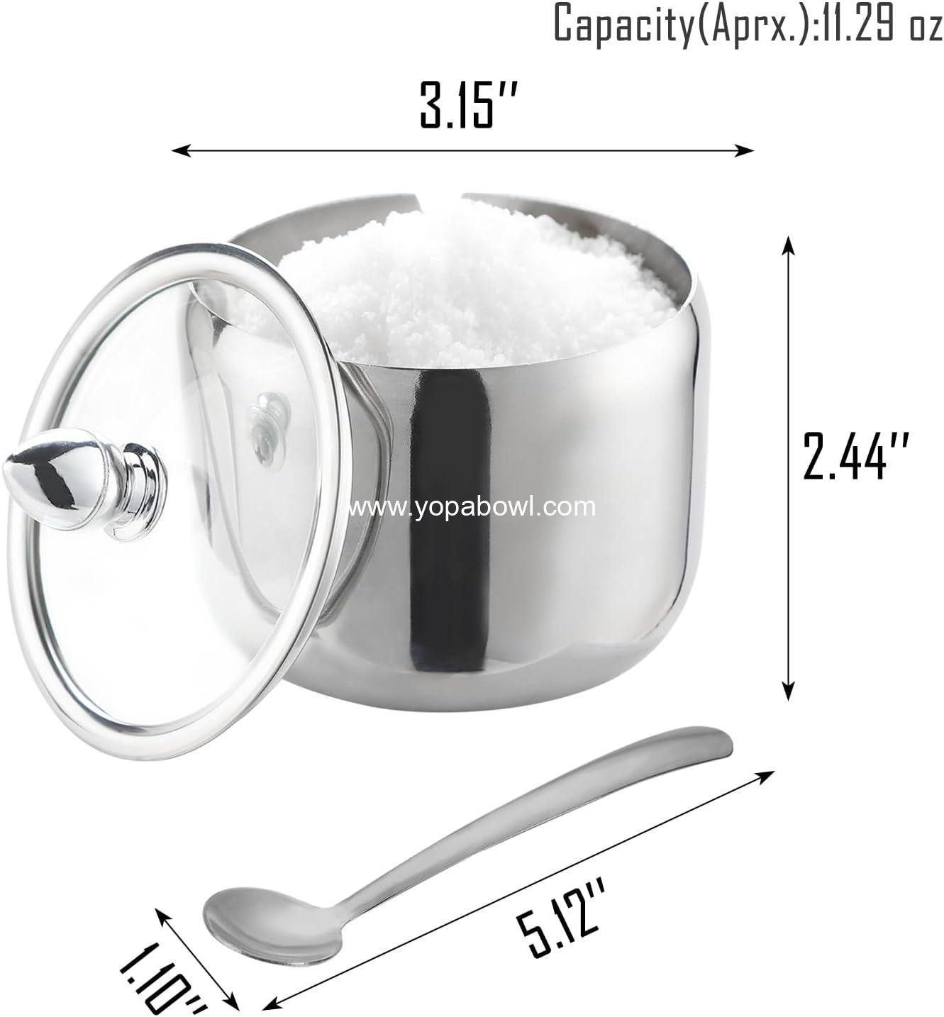 Wholesale 10oz Sugar Bowl with Lid and Spoon - Silver Sugar Container for Coffee Bar and Kitchen Accessories - Perfect for Sugar, Salt, and Coffee Bean Use - Factory
