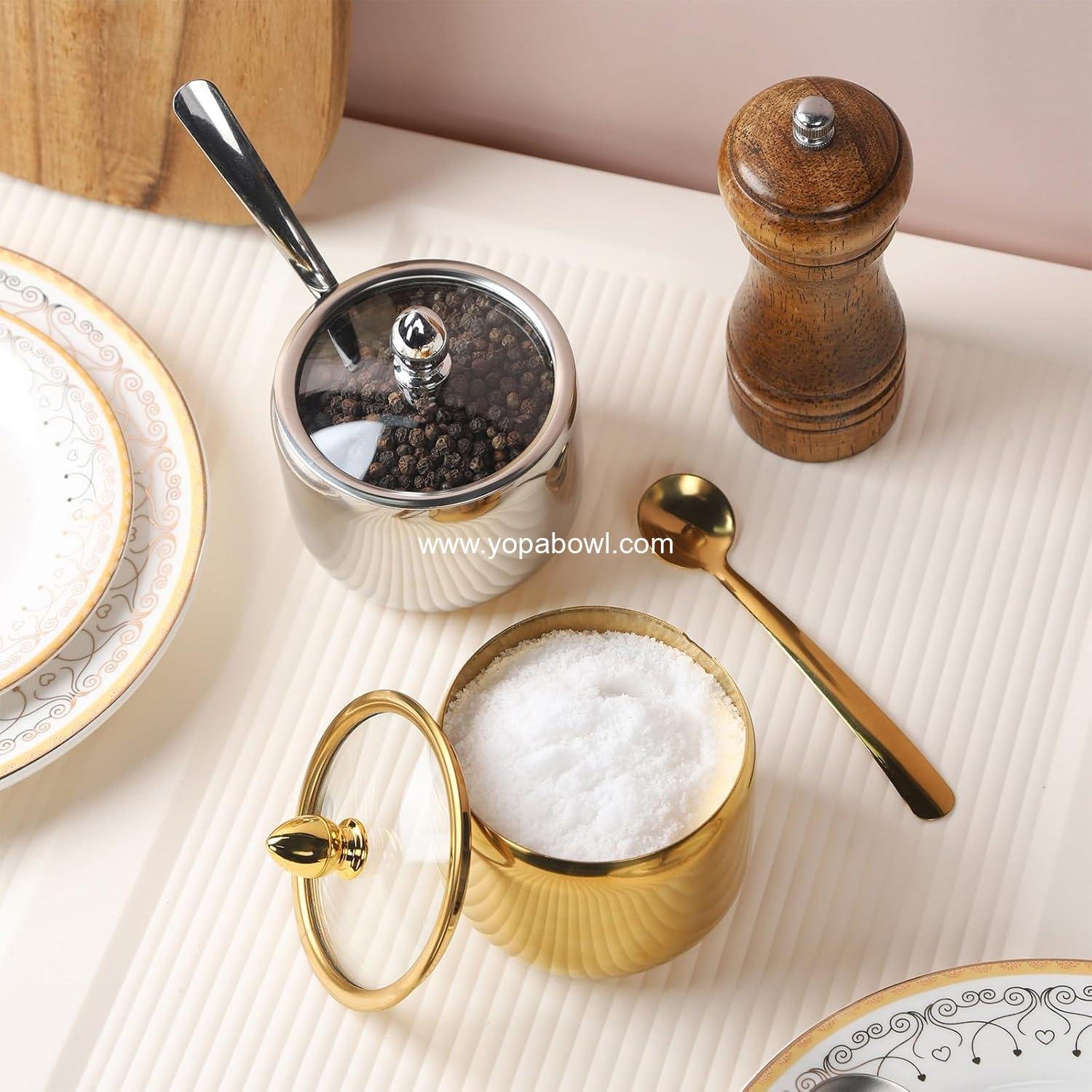 Wholesale 10oz Sugar Bowl with Lid and Spoon - Silver Sugar Container for Coffee Bar and Kitchen Accessories - Perfect for Sugar, Salt, and Coffee Bean Use - Factory