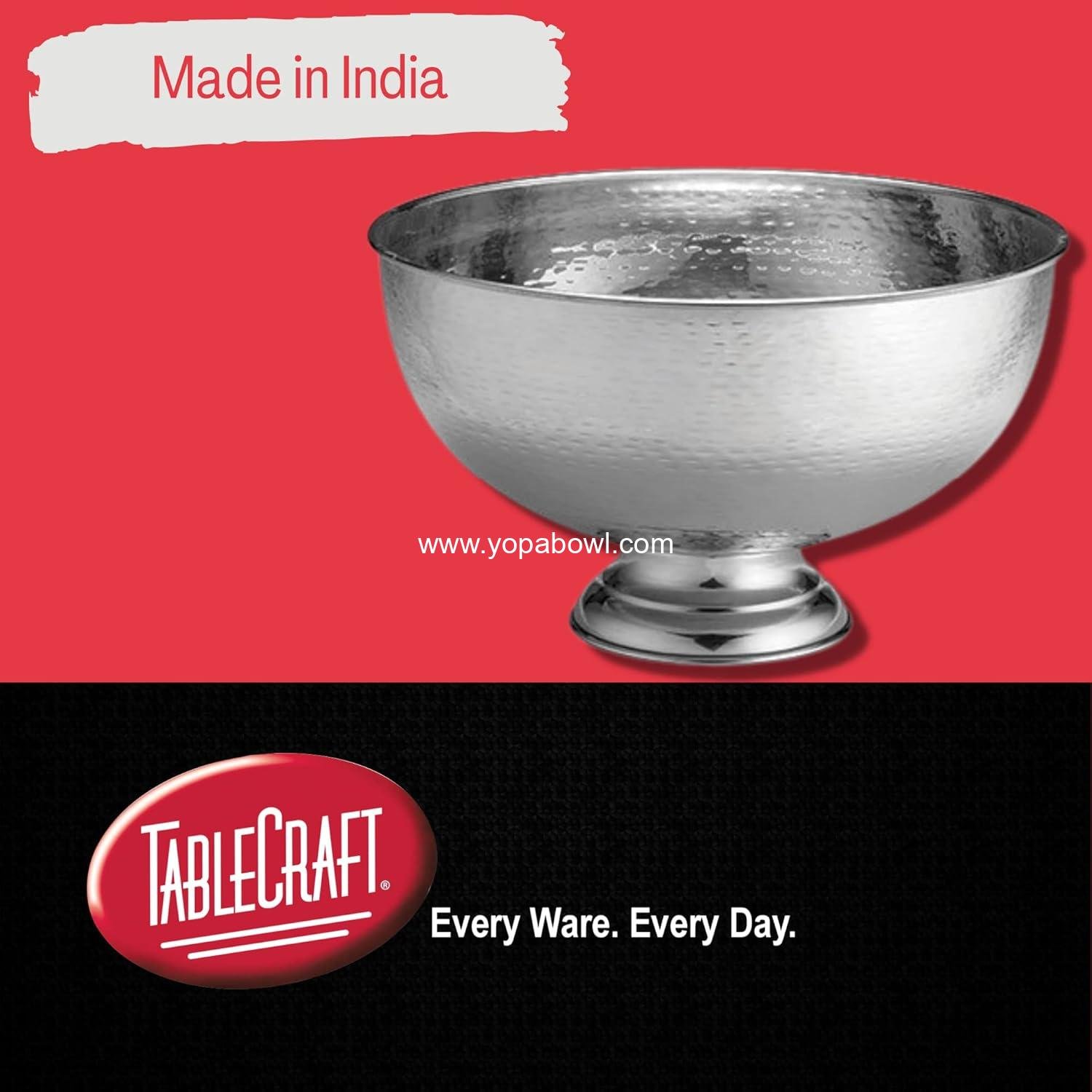 Wholesale Hammered Pedestal Punch Bowl, Large Silver Stainless Steel, 54 Cup Capacity, 3.4 Gallon, Ideal for Hot and Cold Drinks, Champagne, Cocktails, Sangria, Juice, Elegant Design Factory