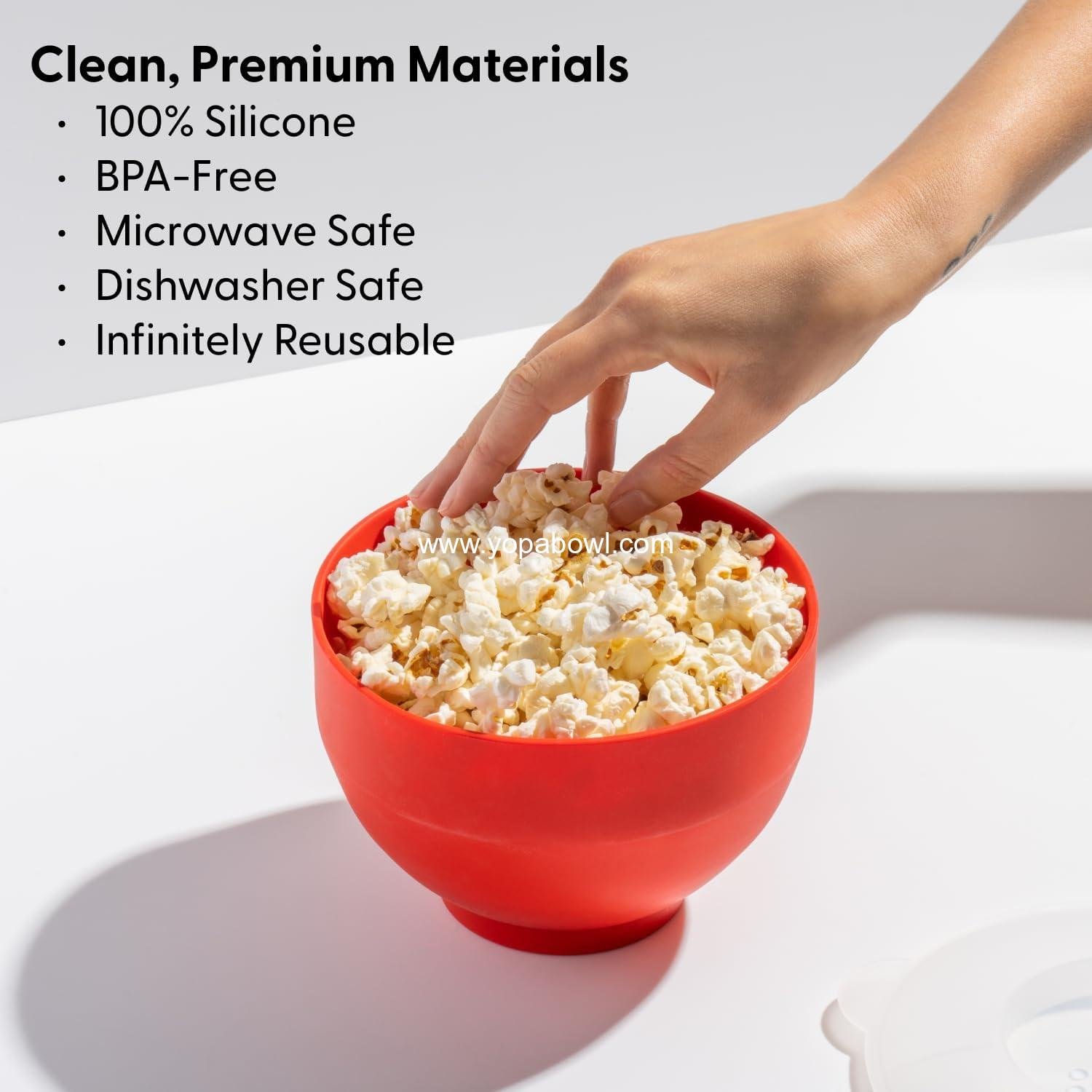 OEM Microwave Silicone Personal Popcorn Popper | Red | Collapsible Bowl with Built-In Measuring Cup | BPA Free | Eco-Friendly | Waste Free | 4 Cup Capacity | Factory