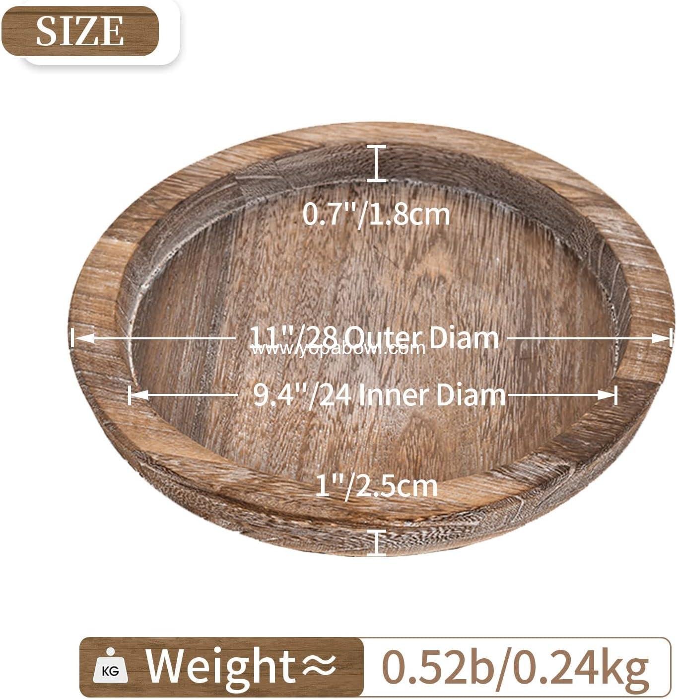 Wholesale Round Wooden Tray for Coffee Table - Candle Holder Plate Decorative Serving Tray Vintage Centerpiece Rustic Farmhouse Home Décor Factory