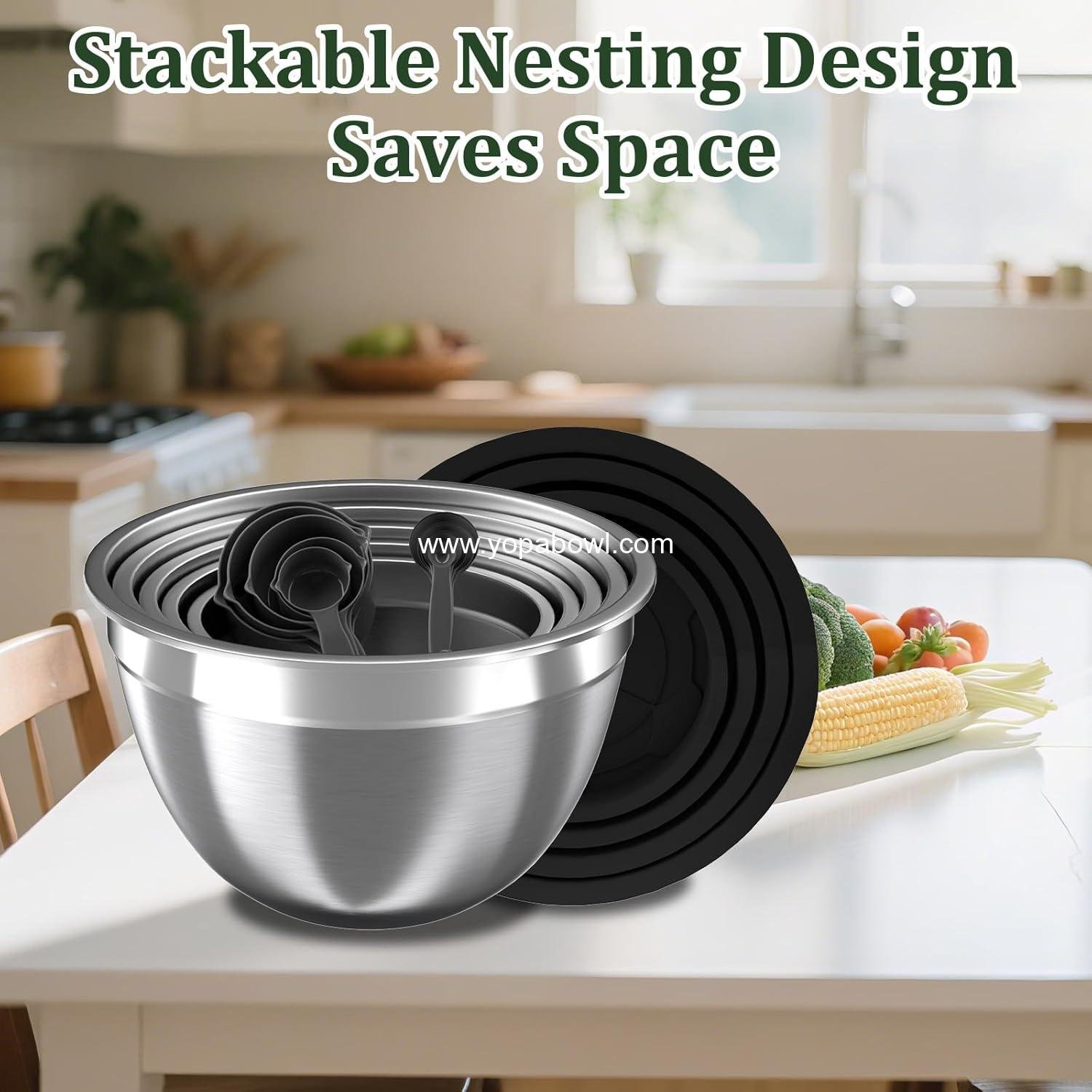 Wholesale Mixing Bowls with Lids Set, 16PC Stainless Steel Nesting Storage Bowls with Mixing Bowl, Colander, Strainer & Grater, Metal Salad Bowl for Kitchen Gadgets, Factory Wholesale Mixing Bowls with Lids Set, 16PC Stainless Steel Nesting Storage Bowls with Mixing Bowl, Colander, Strainer & Grater, Metal Salad Bowl for Kitchen Gadgets, Factory