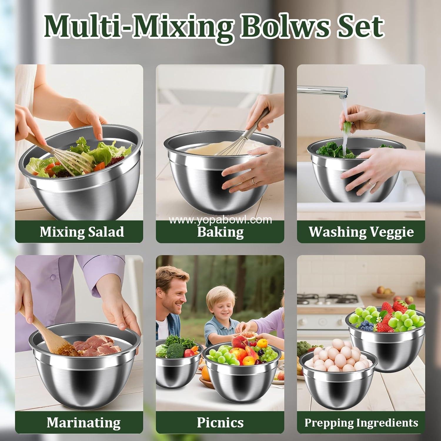 Wholesale Mixing Bowls with Lids Set, 16PC Stainless Steel Nesting Storage Bowls with Mixing Bowl, Colander, Strainer & Grater, Metal Salad Bowl for Kitchen Gadgets, Factory Wholesale Mixing Bowls with Lids Set, 16PC Stainless Steel Nesting Storage Bowls with Mixing Bowl, Colander, Strainer & Grater, Metal Salad Bowl for Kitchen Gadgets, Factory