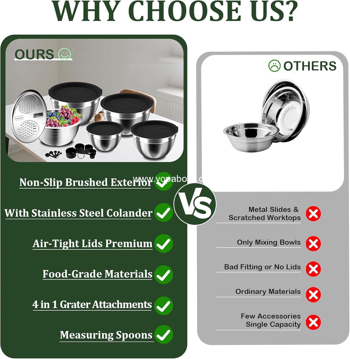 Wholesale Mixing Bowls with Lids Set, 16PC Stainless Steel Nesting Storage Bowls with Mixing Bowl, Colander, Strainer & Grater, Metal Salad Bowl for Kitchen Gadgets, Factory Wholesale Mixing Bowls with Lids Set, 16PC Stainless Steel Nesting Storage Bowls with Mixing Bowl, Colander, Strainer & Grater, Metal Salad Bowl for Kitchen Gadgets, Factory