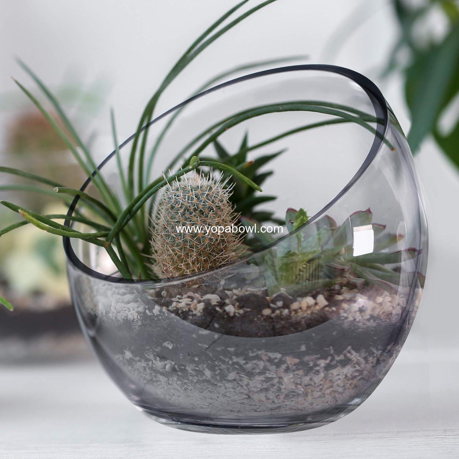 Wholesale Clear Glass Slant Cut Bubble Bowl - 8
