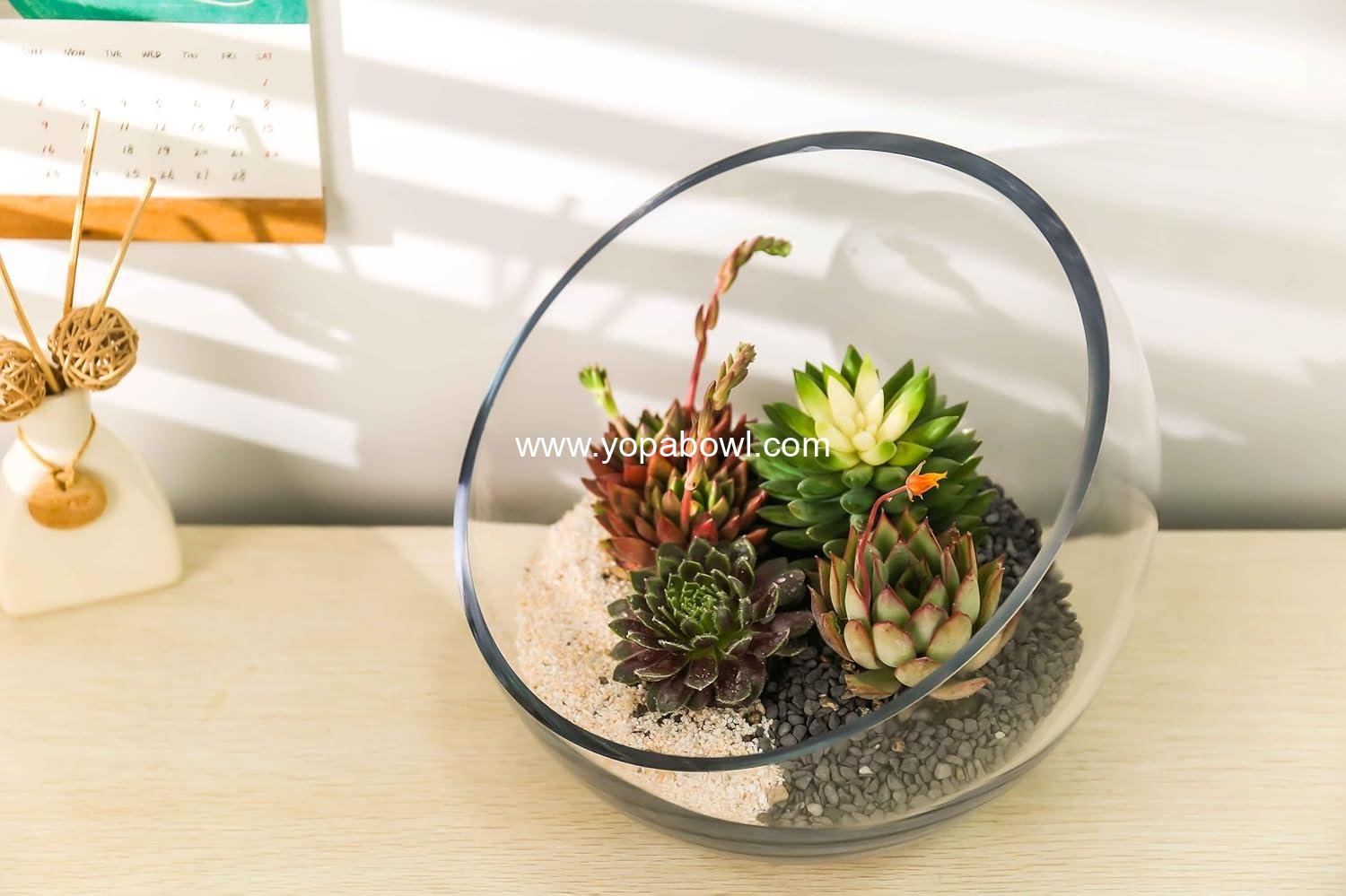 Wholesale Clear Glass Slant Cut Bubble Bowl - 8