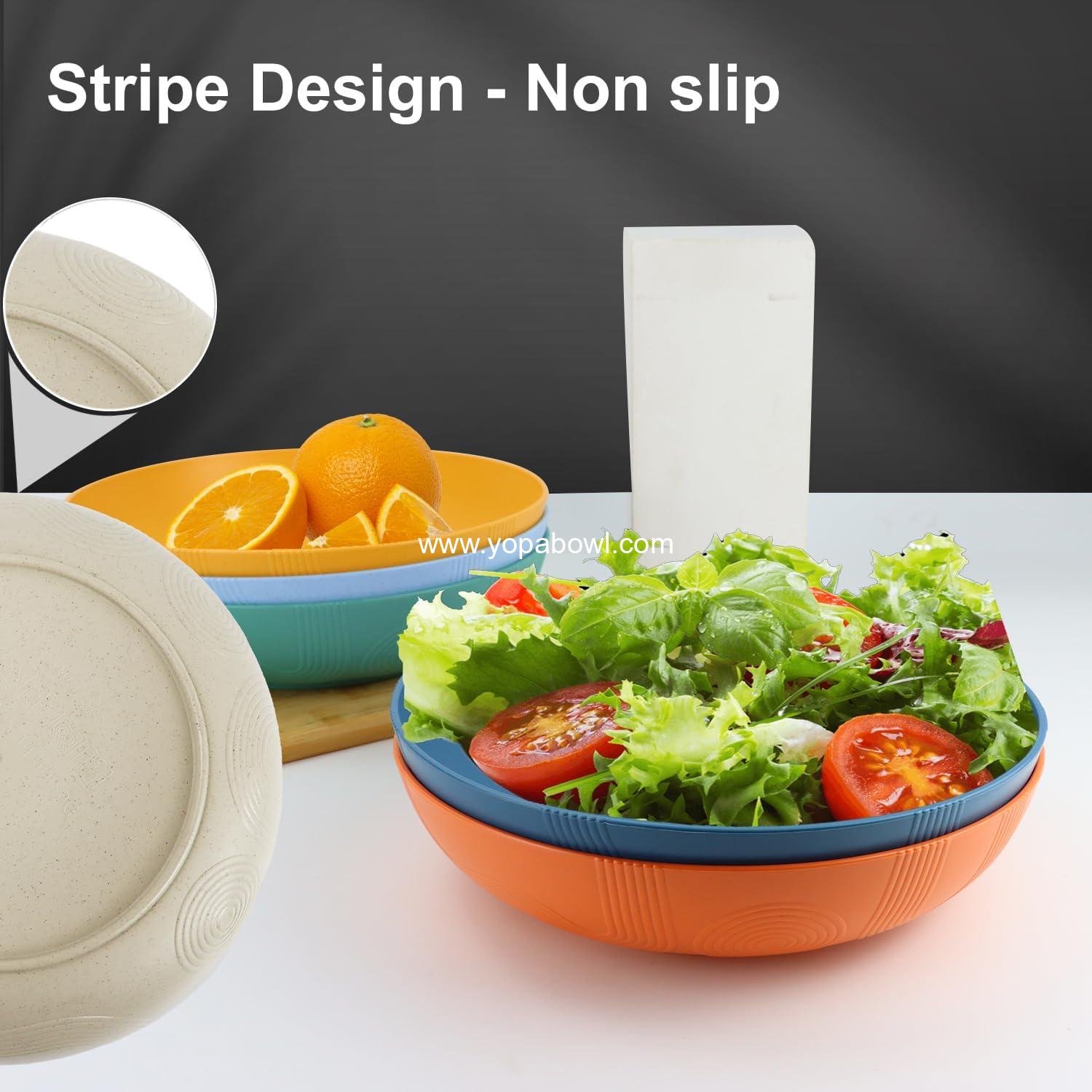 Wholesale 65 oz Salad Bowls Set of 6 - 10 inch Serving Bowls, Large Wheat Straw Plates - Dishwasher Safe Wide Shallow Bowls for Kitchen, Pasta, Noodles - Multi Color Factory