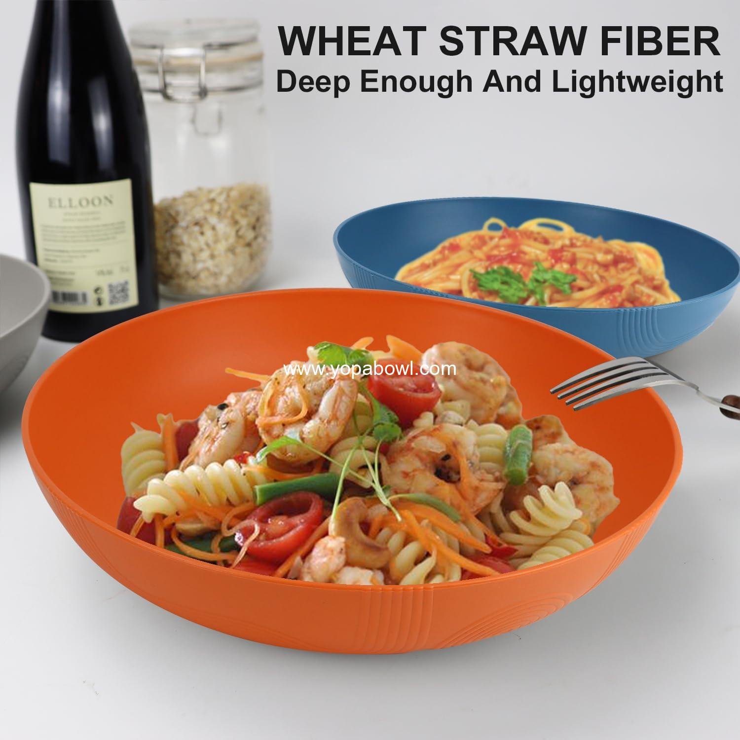 Wholesale 65 oz Salad Bowls Set of 6 - 10 inch Serving Bowls, Large Wheat Straw Plates - Dishwasher Safe Wide Shallow Bowls for Kitchen, Pasta, Noodles - Multi Color Factory