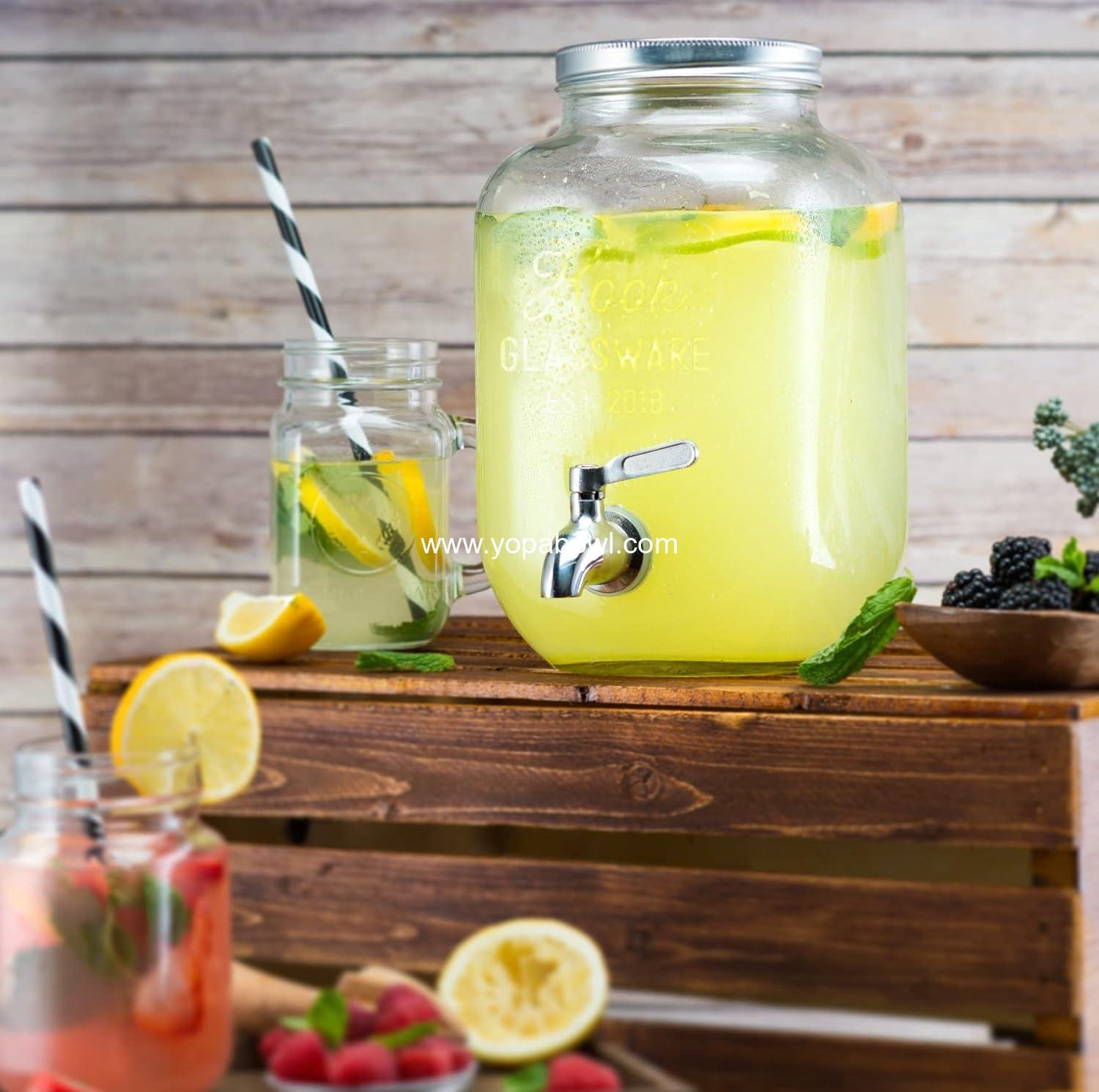 Wholesale Clear Mason Jar Drink Dispenser with Leak-Proof Stainless Steel Spigot, 1 Gallon Beverage Storage for Water, Iced Tea, Sangria, Lemonade, Silver, OEM Factory Wholesale Clear Mason Jar Drink Dispenser with Leak-Proof Stainless Steel Spigot, 1 Gallon Beverage Storage for Water, Iced Tea, Sangria, Lemonade, Silver, OEM Factory