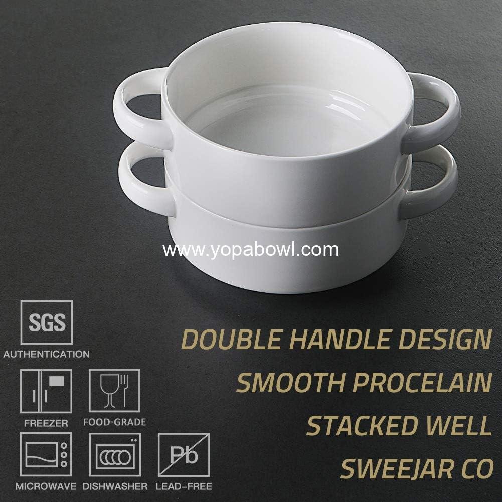 Wholesale Ceramic Soup Bowls with Double Handles, 20 Oz Stackable Bowls for French Onion Soup, Cereal, Pot Pies, Stew, Chili, Pasta, Set of 4, White - Factory Wholesale Ceramic Soup Bowls with Double Handles, 20 Oz Stackable Bowls for French Onion Soup, Cereal, Pot Pies, Stew, Chili, Pasta, Set of 4, White - Factory
