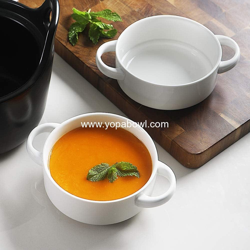 Wholesale Ceramic Soup Bowls with Double Handles, 20 Oz Stackable Bowls for French Onion Soup, Cereal, Pot Pies, Stew, Chili, Pasta, Set of 4, White - Factory Wholesale Ceramic Soup Bowls with Double Handles, 20 Oz Stackable Bowls for French Onion Soup, Cereal, Pot Pies, Stew, Chili, Pasta, Set of 4, White - Factory