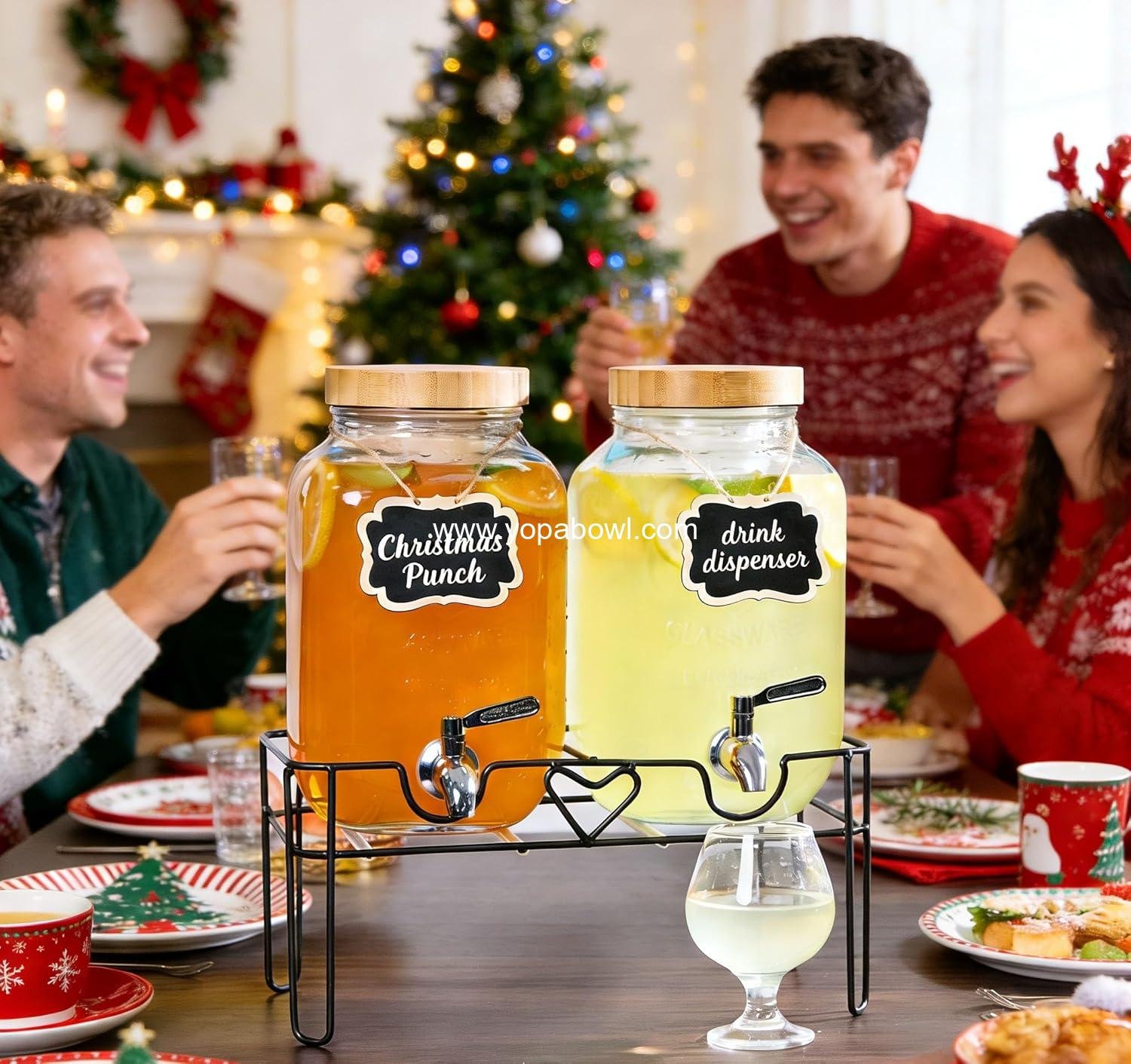 Wholesale 2 Pack 1 Gallon Glass Drink Dispensers with Stand, Bamboo Lids, and Fruit Infuser, 304 Stainless Steel Leak-Proof Spigot, Beverage Dispenser for Parties, Sangria, Juice, Sun Tea, Lemonade - Factory Wholesale 2 Pack 1 Gallon Glass Drink Dispensers with Stand, Bamboo Lids, and Fruit Infuser, 304 Stainless Steel Leak-Proof Spigot, Beverage Dispenser for Parties, Sangria, Juice, Sun Tea, Lemonade - Factory