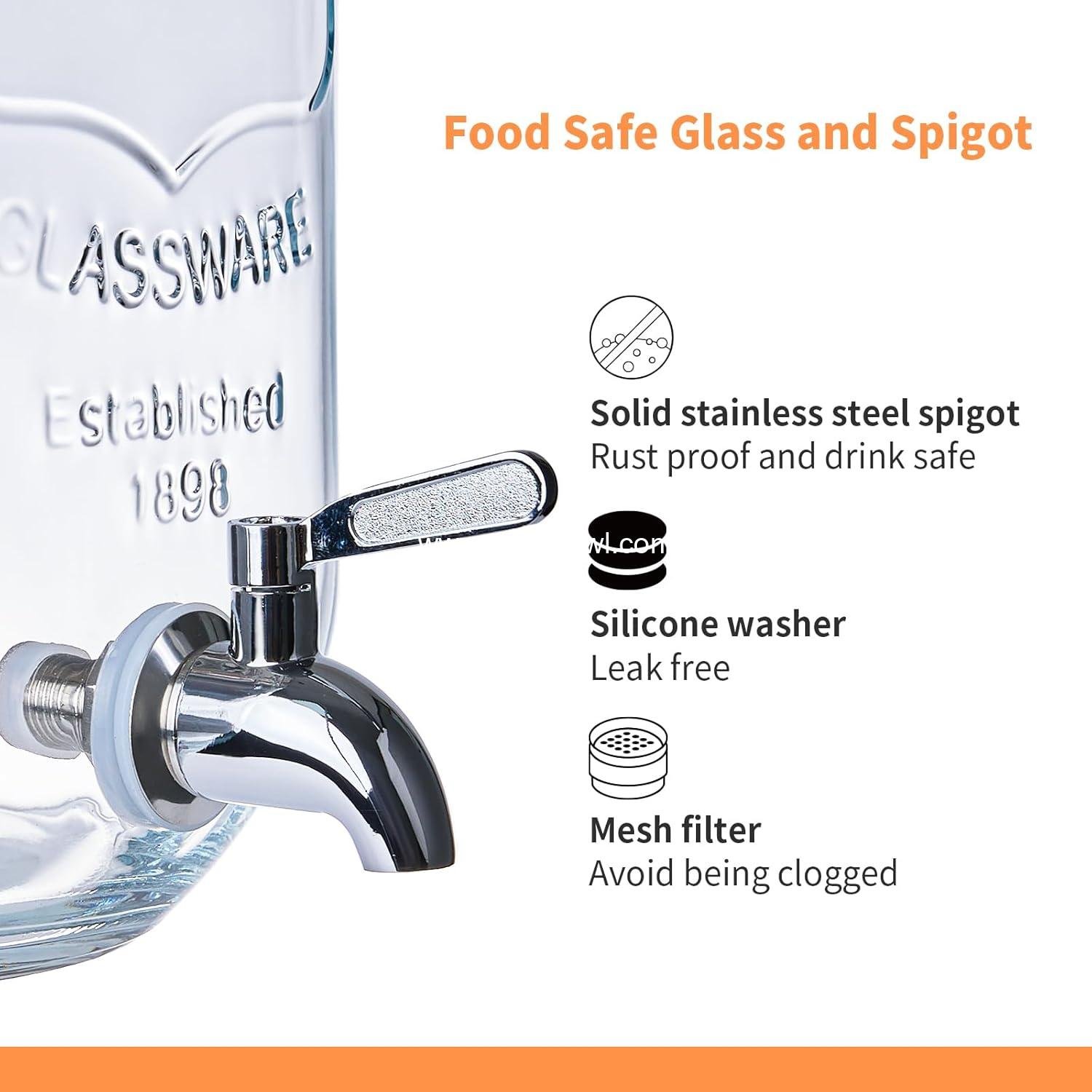 Wholesale 2 Pack 1 Gallon Glass Drink Dispensers with Stand, Bamboo Lids, and Fruit Infuser, 304 Stainless Steel Leak-Proof Spigot, Beverage Dispenser for Parties, Sangria, Juice, Sun Tea, Lemonade - Factory Wholesale 2 Pack 1 Gallon Glass Drink Dispensers with Stand, Bamboo Lids, and Fruit Infuser, 304 Stainless Steel Leak-Proof Spigot, Beverage Dispenser for Parties, Sangria, Juice, Sun Tea, Lemonade - Factory