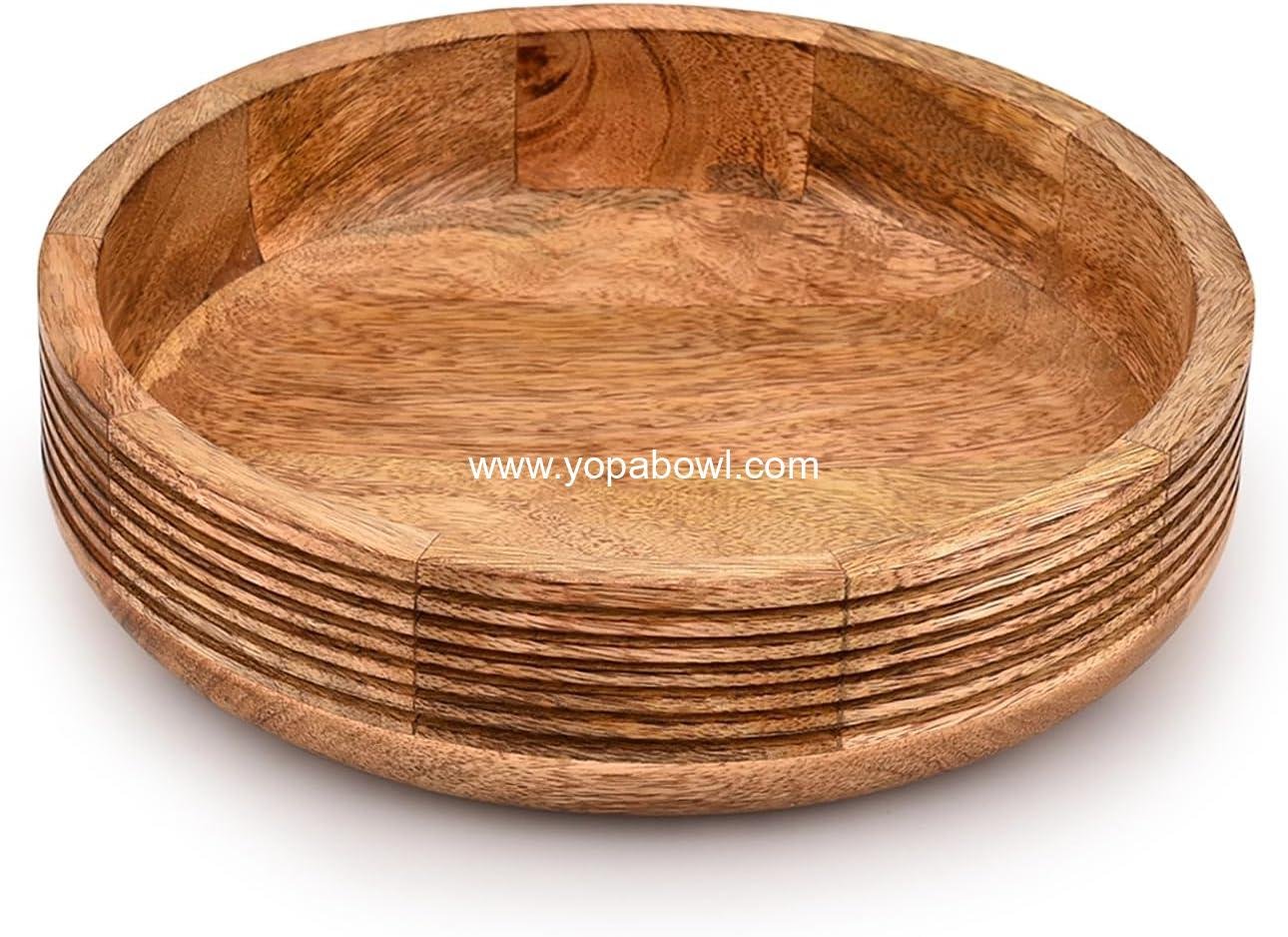 Kimona Fruit Bowl Mango Wood Serving Bowl For Home Kitchen Fruits Salads Multipurpose Hand Made Antique Wooden Fruit Bowl (10" x 10" x 2.5")
