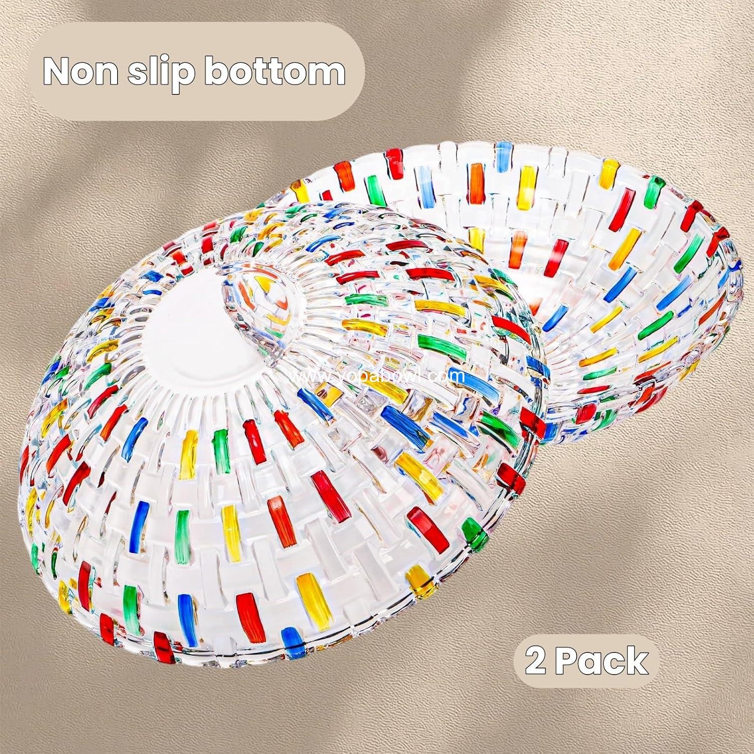 Wholesale 2 Pack Colorful Crystal Glass Fruit Bowls, 10