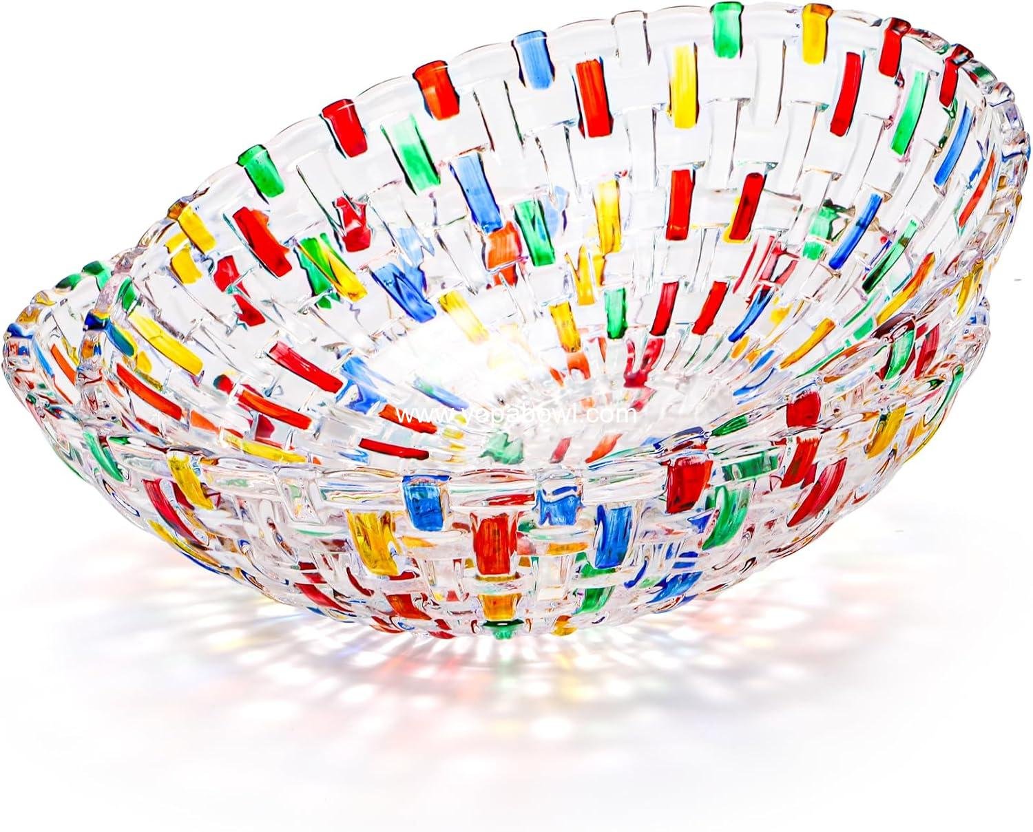 Wholesale 2 Pack Colorful Crystal Glass Fruit Bowls, 10