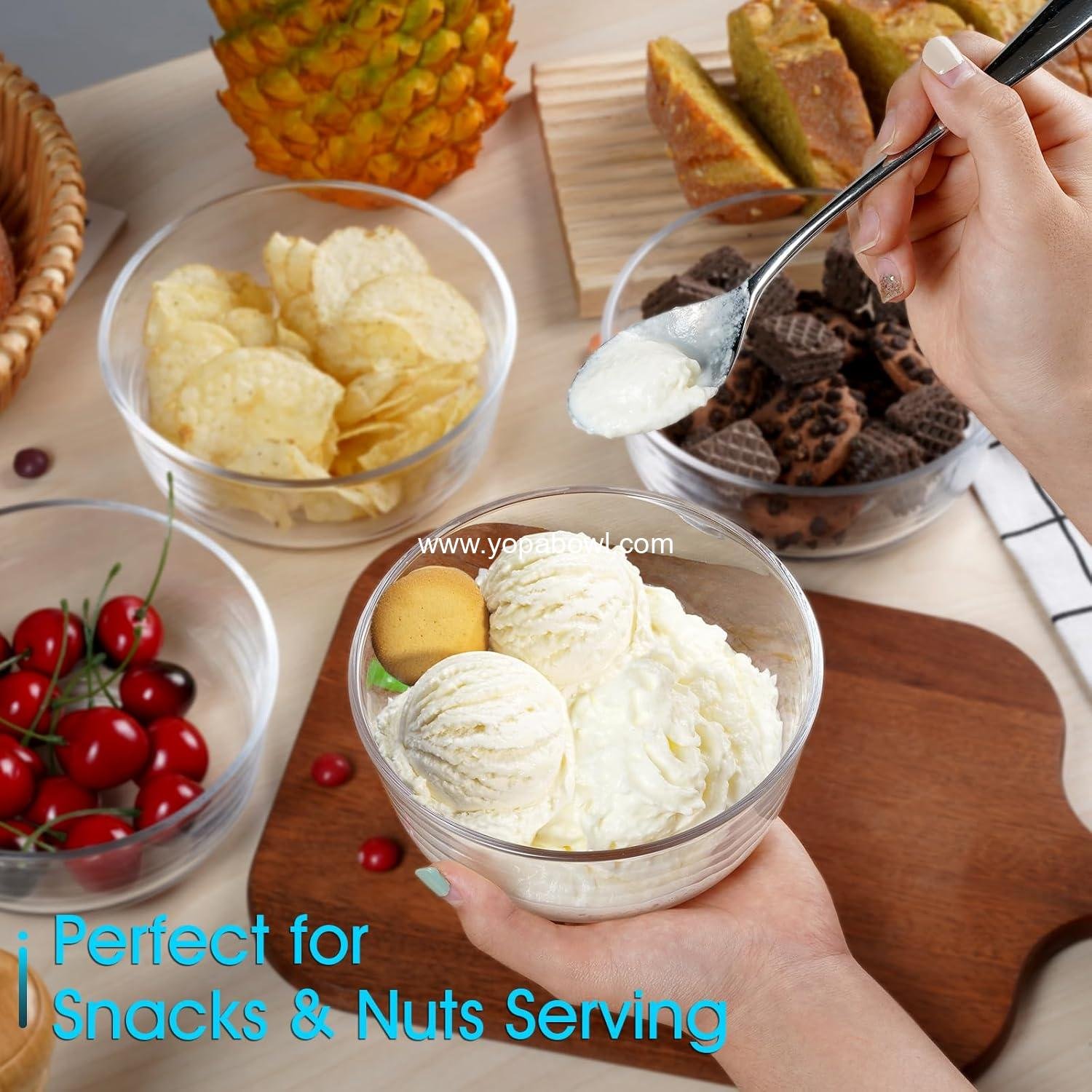 Wholesale 5.7in Glass Bowl Set - 4 Clear Dessert and Prep Bowls, 20oz Cereal Bowls for Kitchen - Factory