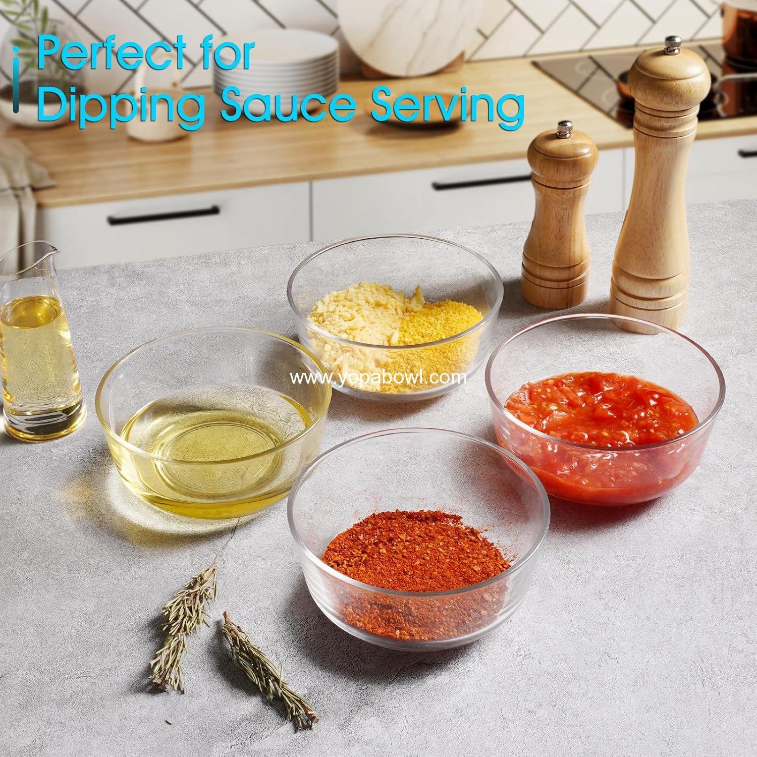 Wholesale 5.7in Glass Bowl Set - 4 Clear Dessert and Prep Bowls, 20oz Cereal Bowls for Kitchen - Factory