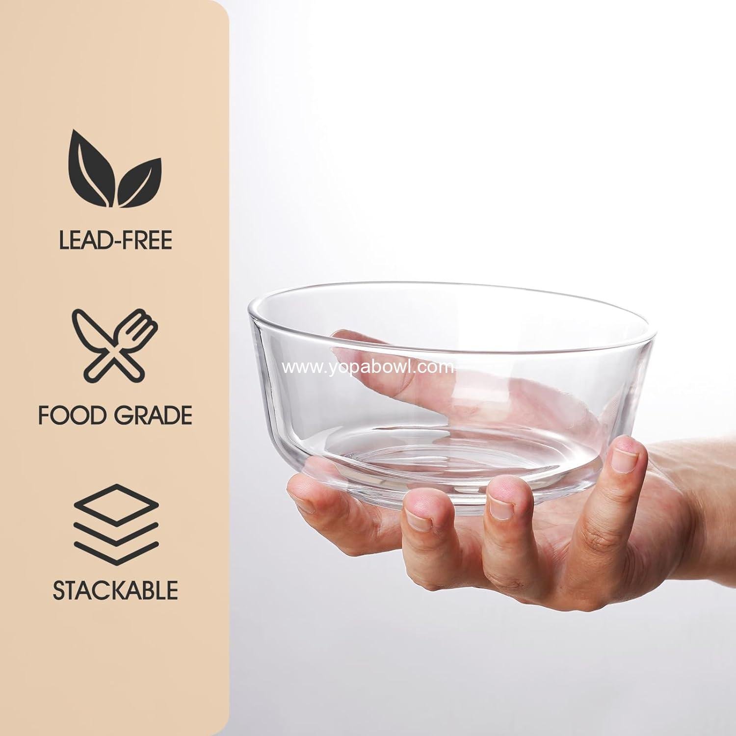 Wholesale 5.7in Glass Bowl Set - 4 Clear Dessert and Prep Bowls, 20oz Cereal Bowls for Kitchen - Factory