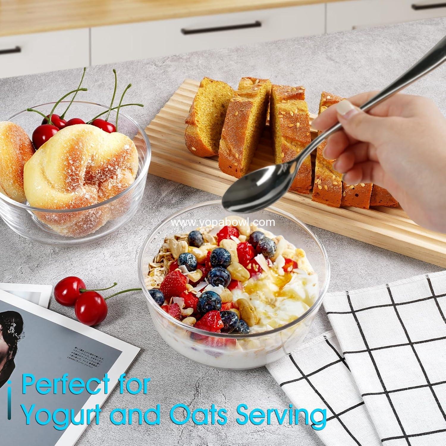 Wholesale 5.7in Glass Bowl Set - 4 Clear Dessert and Prep Bowls, 20oz Cereal Bowls for Kitchen - Factory