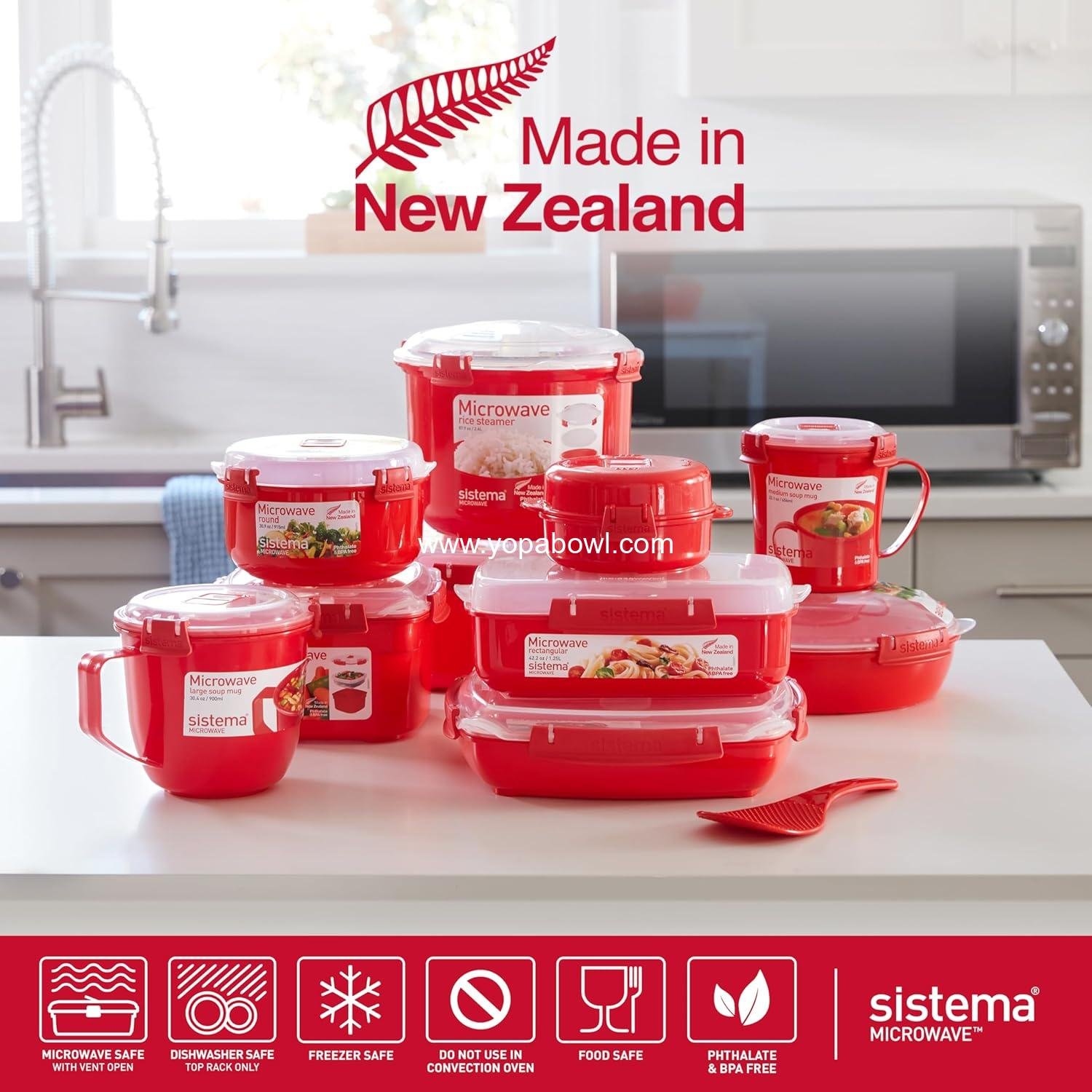 OEM Microwave Containers | Soup Mug, Porridge Bowl & Noodle Bowl | Food Storage with Steam Release Vents | BPA-Free | Red | 3 Count | Factory