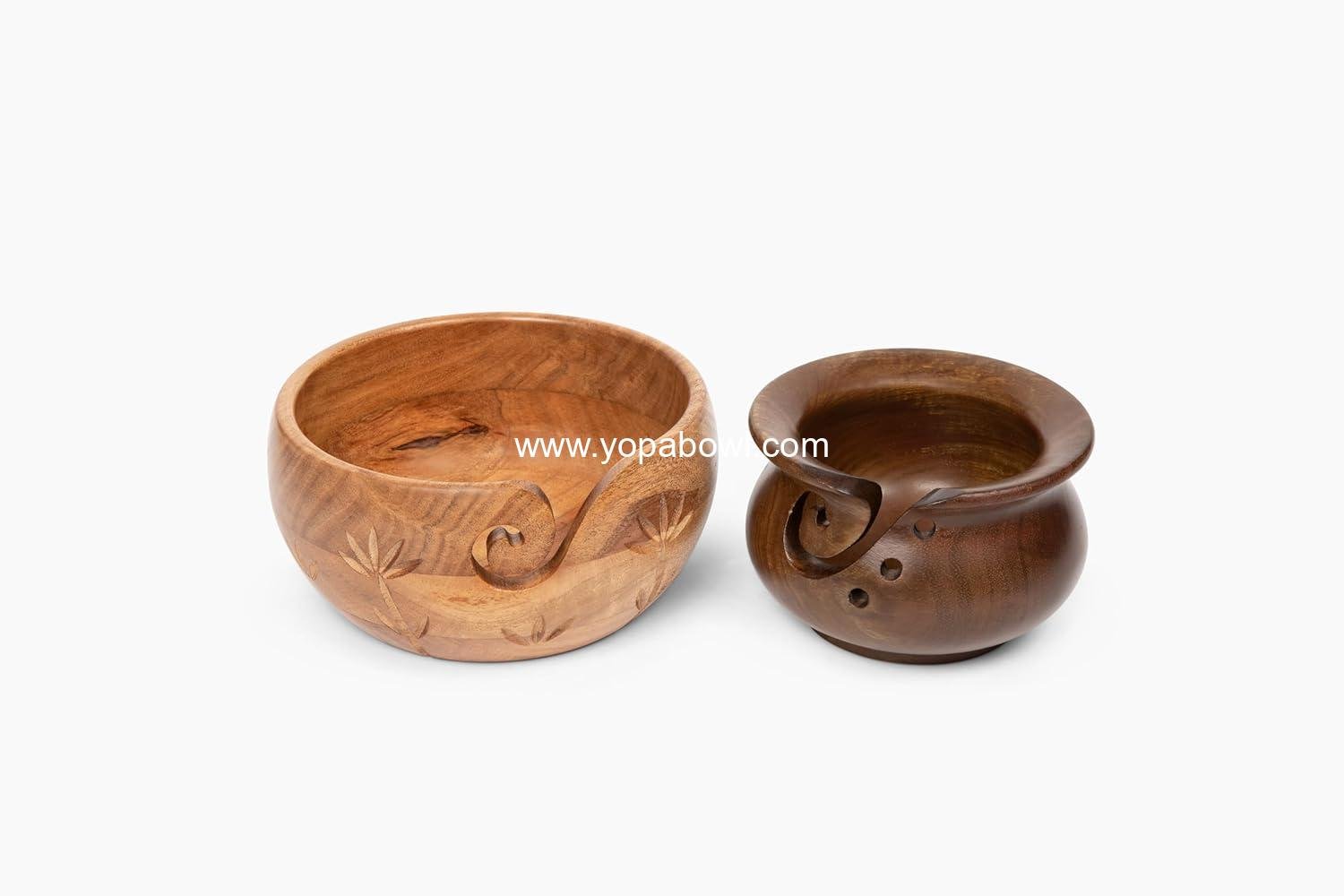 OEM Premium Mango Wood Yarn Bowl with Holes - Knitting and Crochet Supplies for Relaxation & Stress Relief - Factory