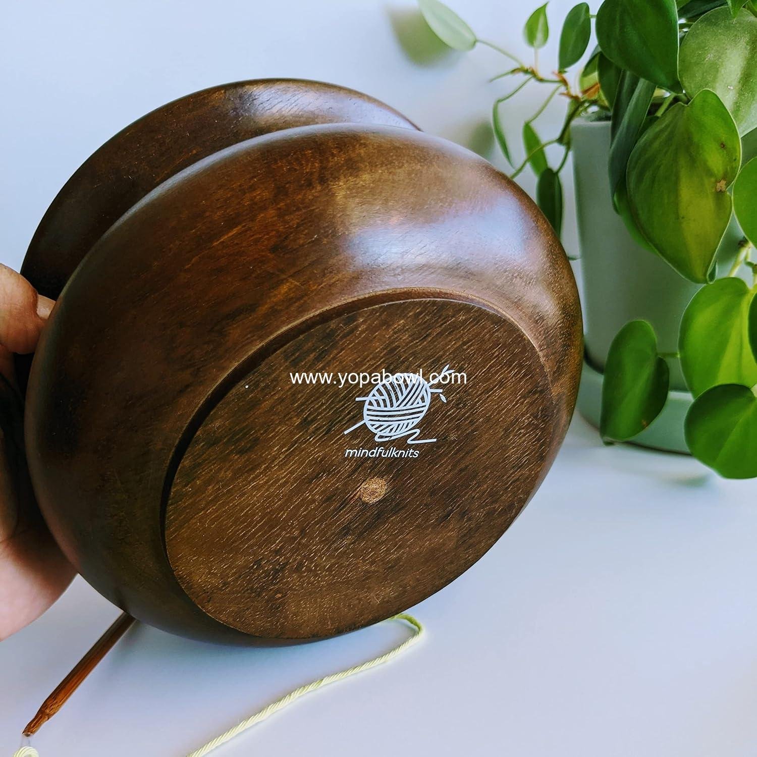 OEM Premium Mango Wood Yarn Bowl with Holes - Knitting and Crochet Supplies for Relaxation & Stress Relief - Factory