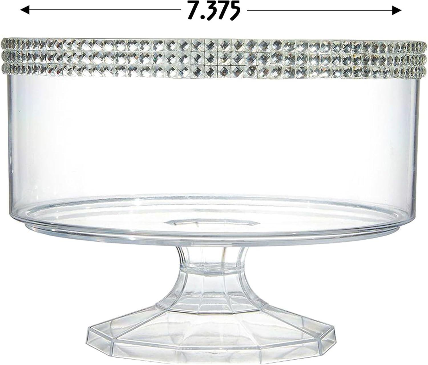 Wholesale Large Clear Plastic Trifle Container with Silver Gems - 7.75