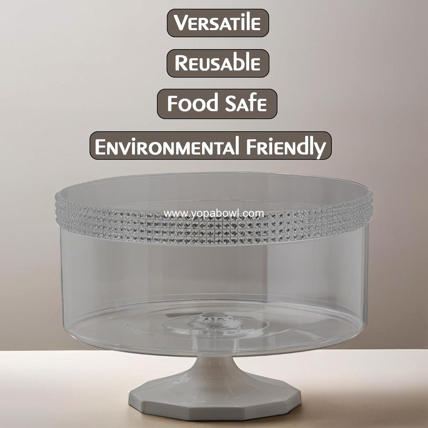 Wholesale Large Clear Plastic Trifle Container with Silver Gems - 7.75