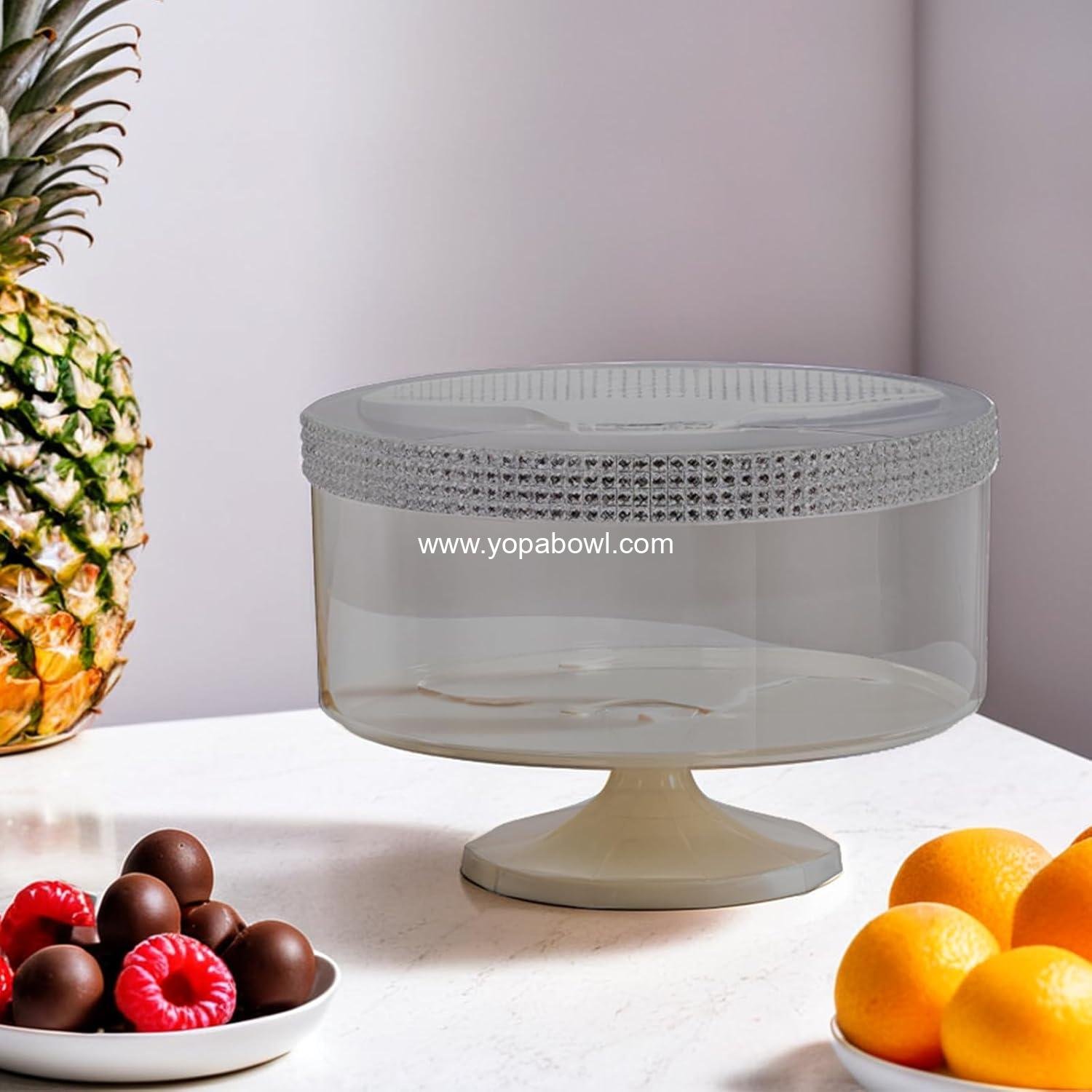 Wholesale Large Clear Plastic Trifle Container with Silver Gems - 7.75