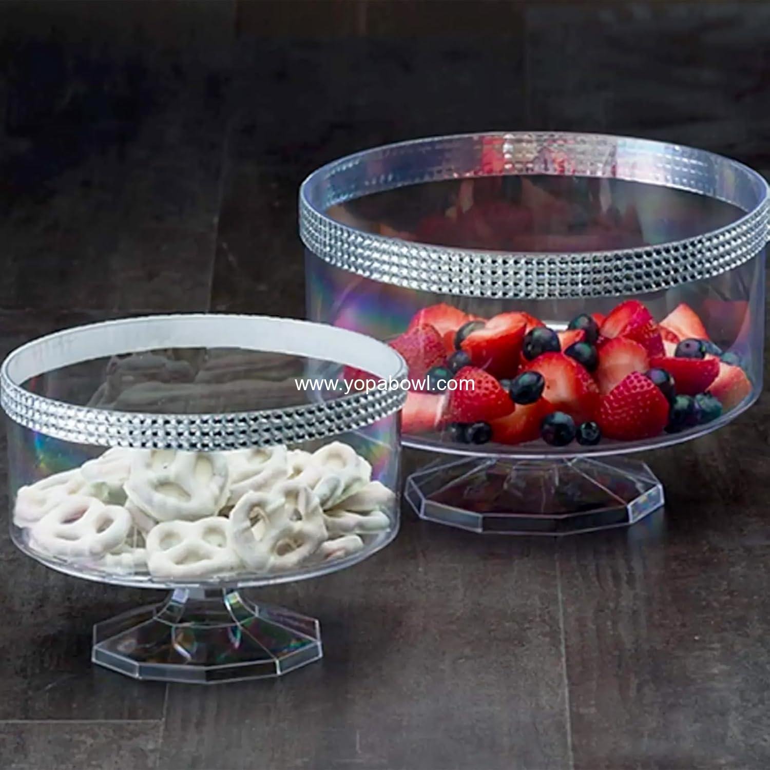 Wholesale Large Clear Plastic Trifle Container with Silver Gems - 7.75