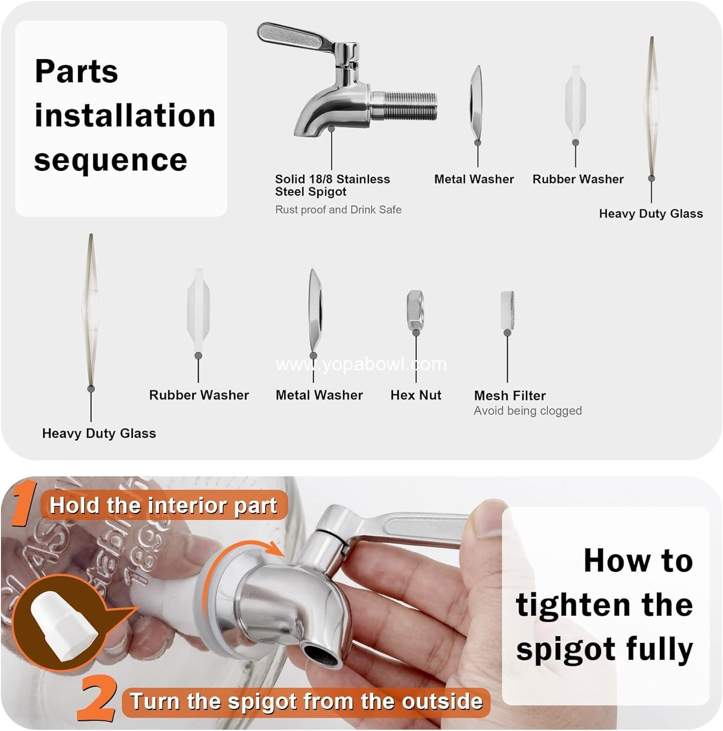 OEM Glass Drink Dispenser for Parties – 1 Gallon Beverage Dispenser with Stand and Spigot, Ideal for Lemonade, Sun Tea, Kombucha – Set of 2 Factory