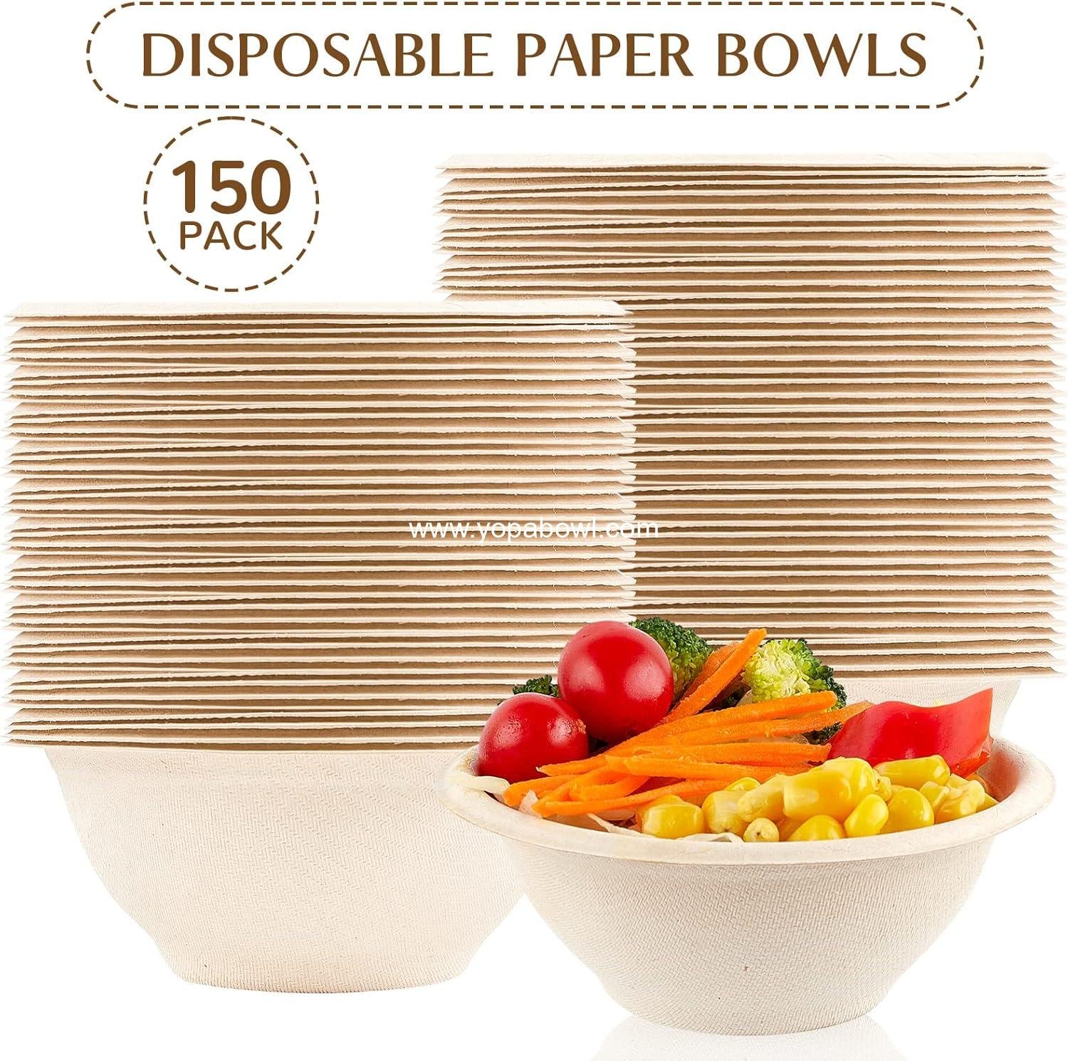 Wholesale 150 Pack 8 oz Compostable Paper Bowls - Biodegradable Bowls for Ice Cream, Desserts, Salads, Pet Food - Factory Wholesale 150 Pack 8 oz Compostable Paper Bowls - Biodegradable Bowls for Ice Cream, Desserts, Salads, Pet Food - Factory