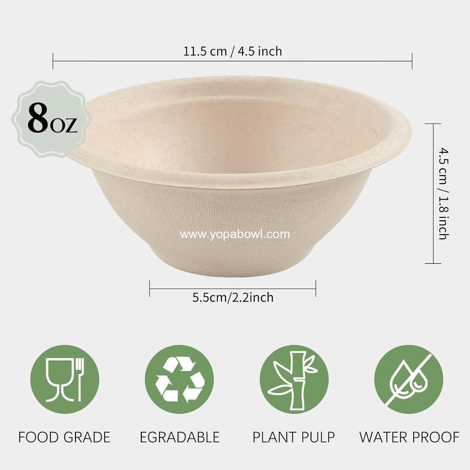 Wholesale 150 Pack 8 oz Compostable Paper Bowls - Biodegradable Bowls for Ice Cream, Desserts, Salads, Pet Food - Factory Wholesale 150 Pack 8 oz Compostable Paper Bowls - Biodegradable Bowls for Ice Cream, Desserts, Salads, Pet Food - Factory
