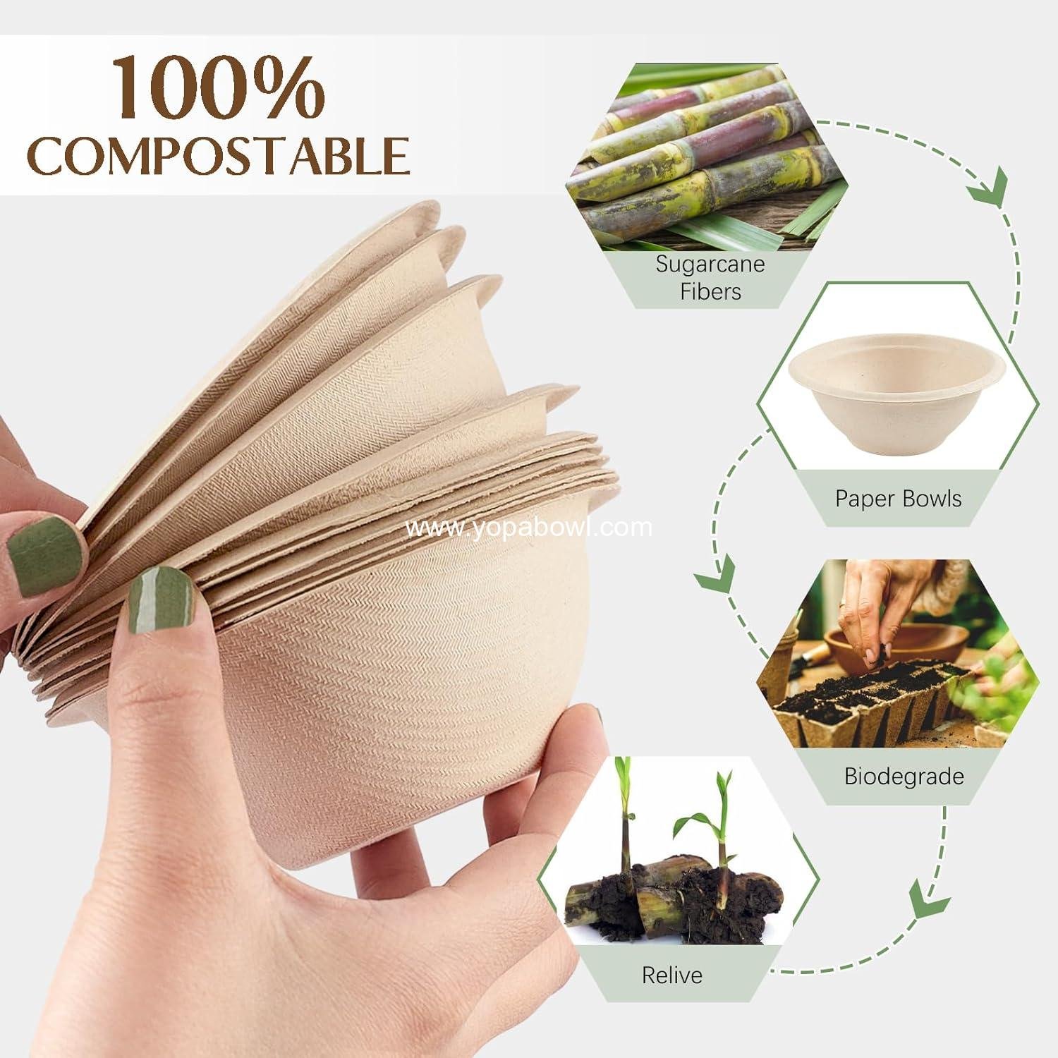 Wholesale 150 Pack 8 oz Compostable Paper Bowls - Biodegradable Bowls for Ice Cream, Desserts, Salads, Pet Food - Factory Wholesale 150 Pack 8 oz Compostable Paper Bowls - Biodegradable Bowls for Ice Cream, Desserts, Salads, Pet Food - Factory