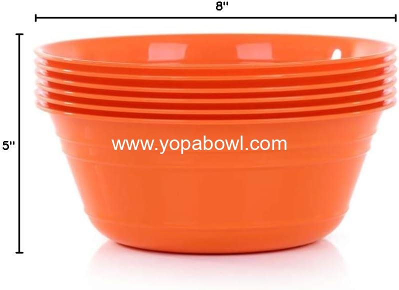 Wholesale Plastic Bowls (1.8L Medium, 6 Pack, Orange) - 7.8in W x 3.25in H - Ideal for Popcorn, Snacks, Chips, Nachos, Candy, Halloween - Party Bowls Set - Factory