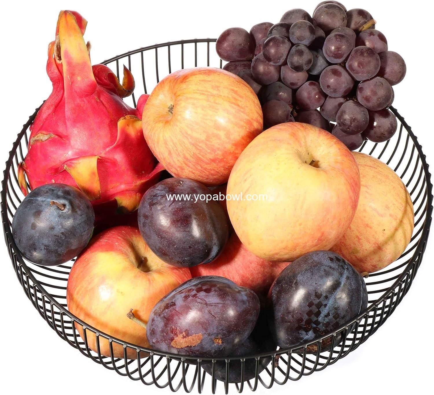 Wholesale Large Round Metal Wire Fruit Basket - Storage Bowl for Bread, Vegetables, Snacks, Modern Kitchen Decor - Black Factory