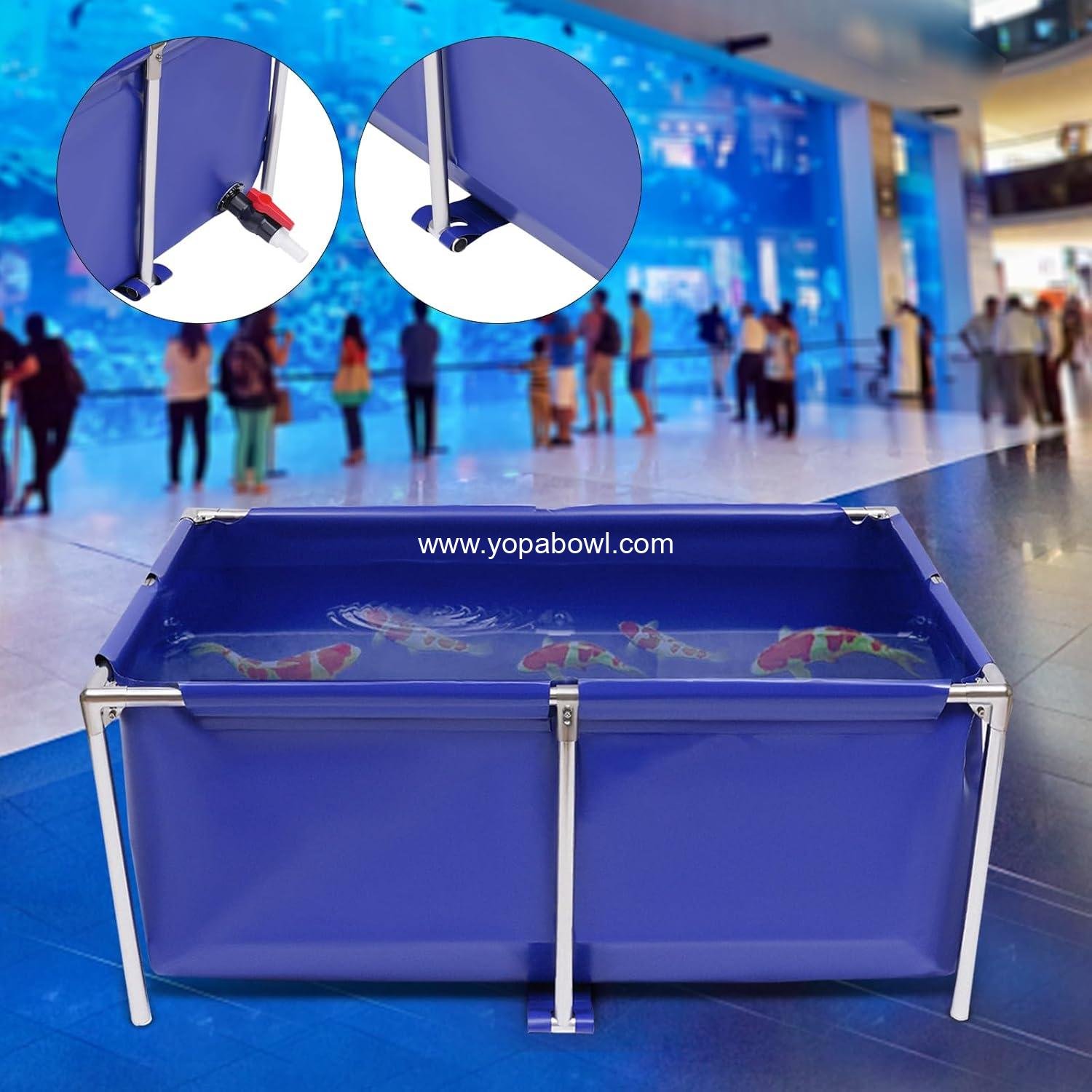 Wholesale Foldable Above Ground Fish Pond, Steel Frame Koi Breeding Pool with Drain Valve, Blue Aquarium Water Tank, Portable Storage Solution, Factory