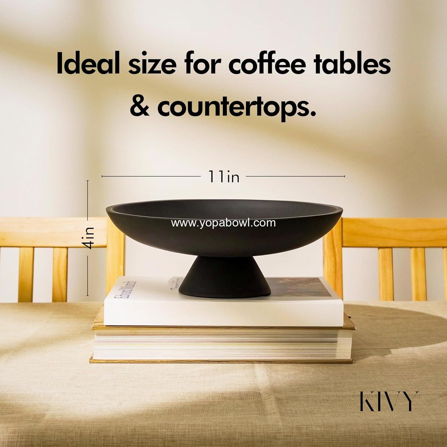 Wholesale Large Black Concrete Fruit Bowl for Kitchen Counter - Modern Decorative Pedestal Bowl for Home Decor - Entryway Key Holder - Stylish Fruit Basket - Factory