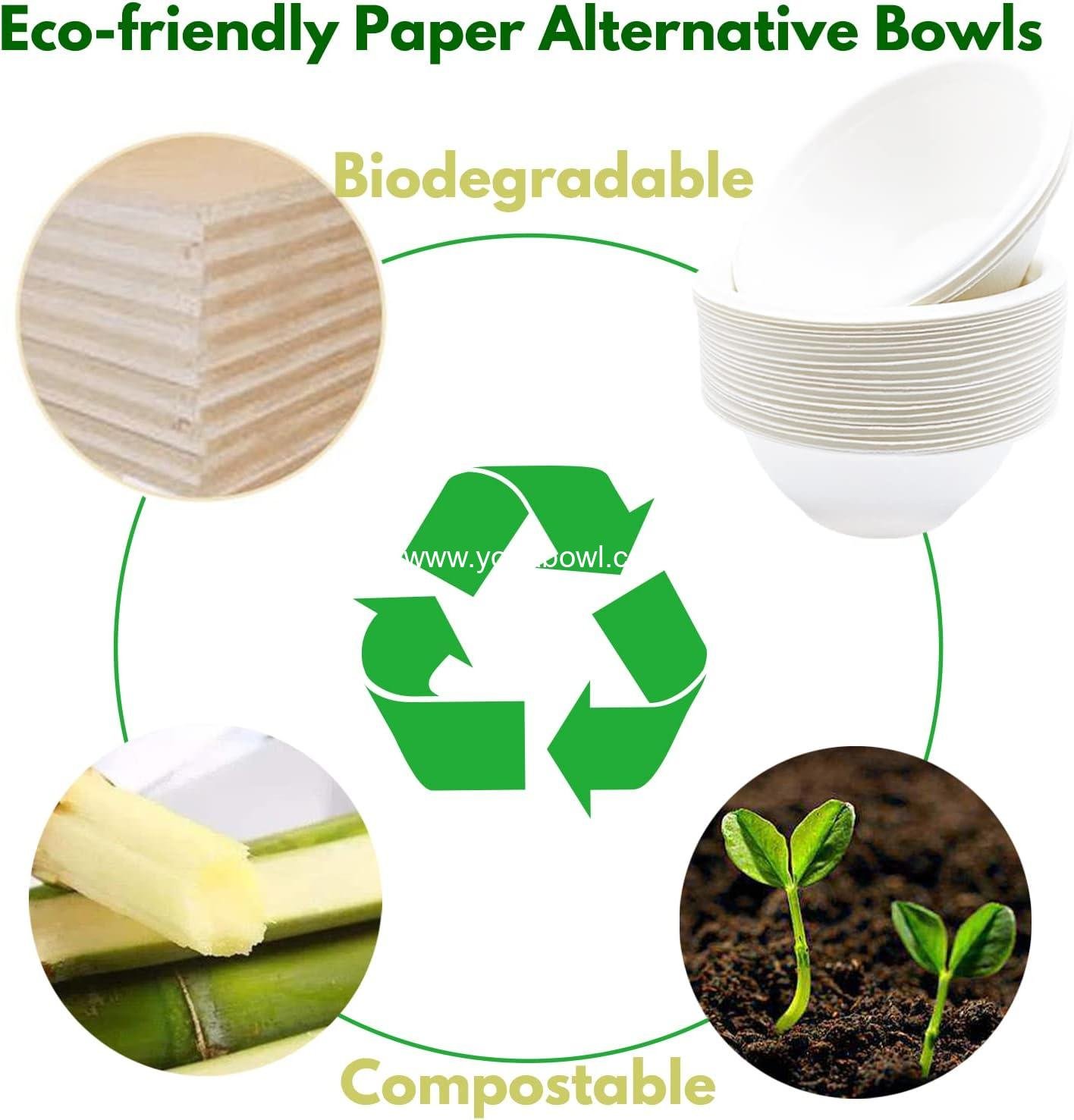 Wholesale 100 Pack White Disposable Paper Bowls, 8 oz Compostable Eco-friendly Biodegradable Bowls for Parties, Salads, Desserts Factory
