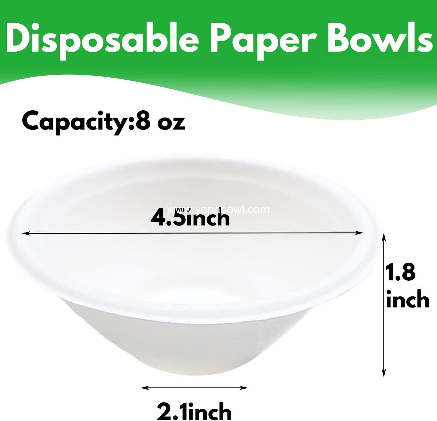 Wholesale 100 Pack White Disposable Paper Bowls, 8 oz Compostable Eco-friendly Biodegradable Bowls for Parties, Salads, Desserts Factory