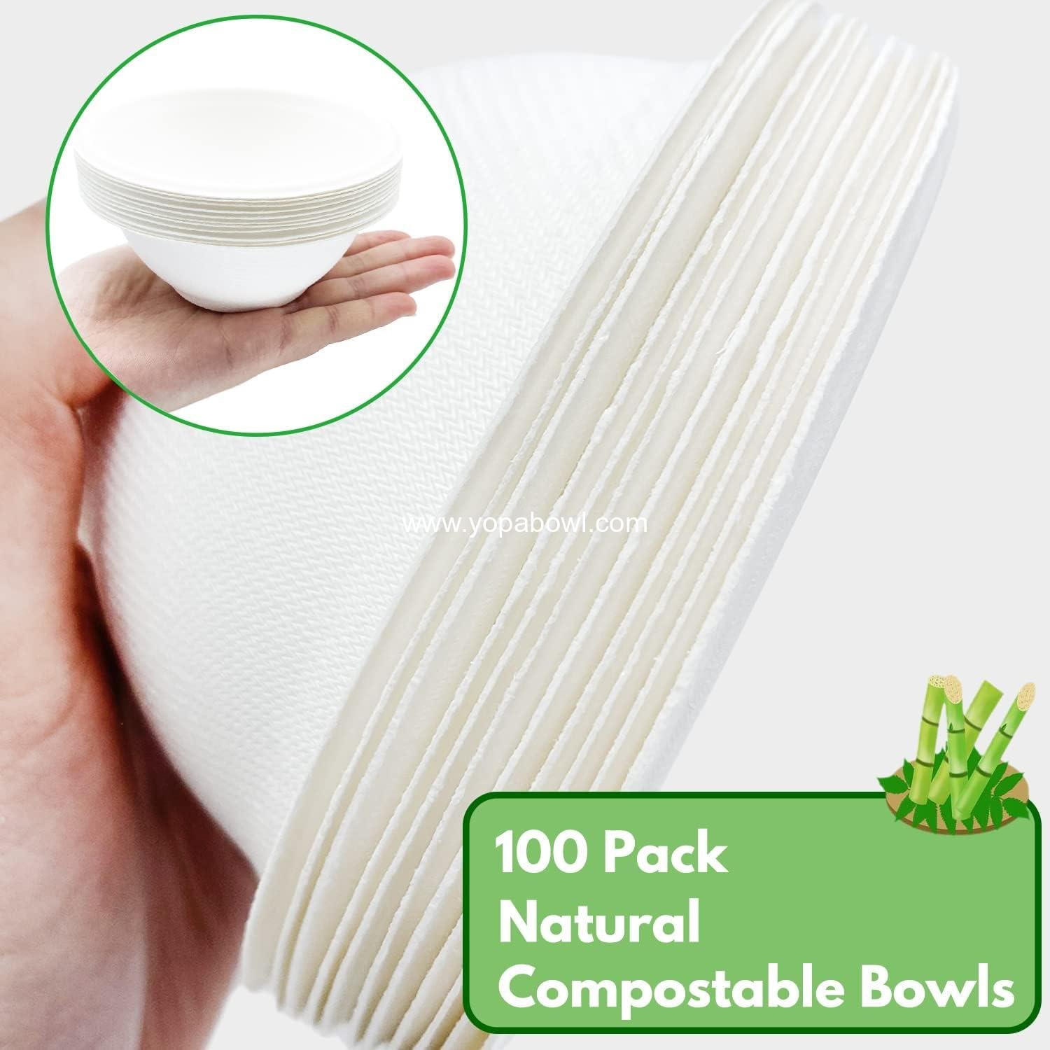 Wholesale 100 Pack White Disposable Paper Bowls, 8 oz Compostable Eco-friendly Biodegradable Bowls for Parties, Salads, Desserts Factory