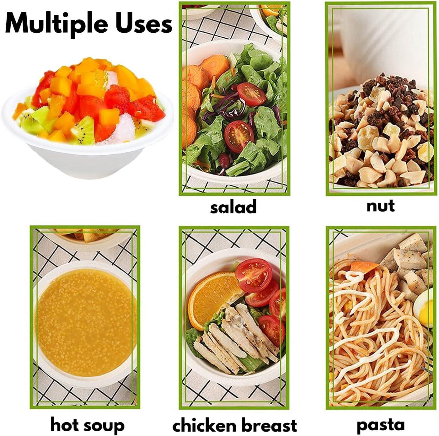 Wholesale 100 Pack White Disposable Paper Bowls, 8 oz Compostable Eco-friendly Biodegradable Bowls for Parties, Salads, Desserts Factory