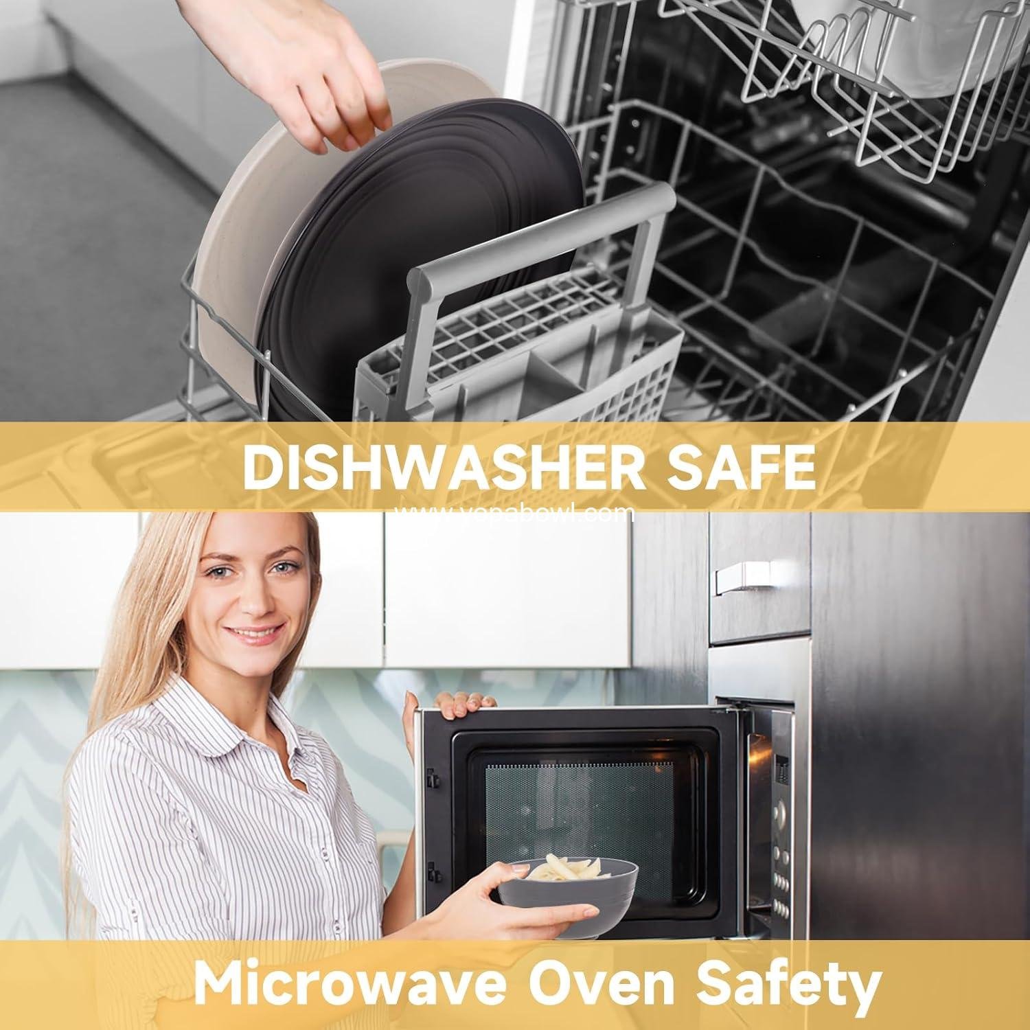 Wholesale Unbreakable Wheat Straw Dinnerware Set, 16PCS Plastic Dinnerware for 4, Microwave Safe Plates and Bowls for Kitchen & Camping - Factory