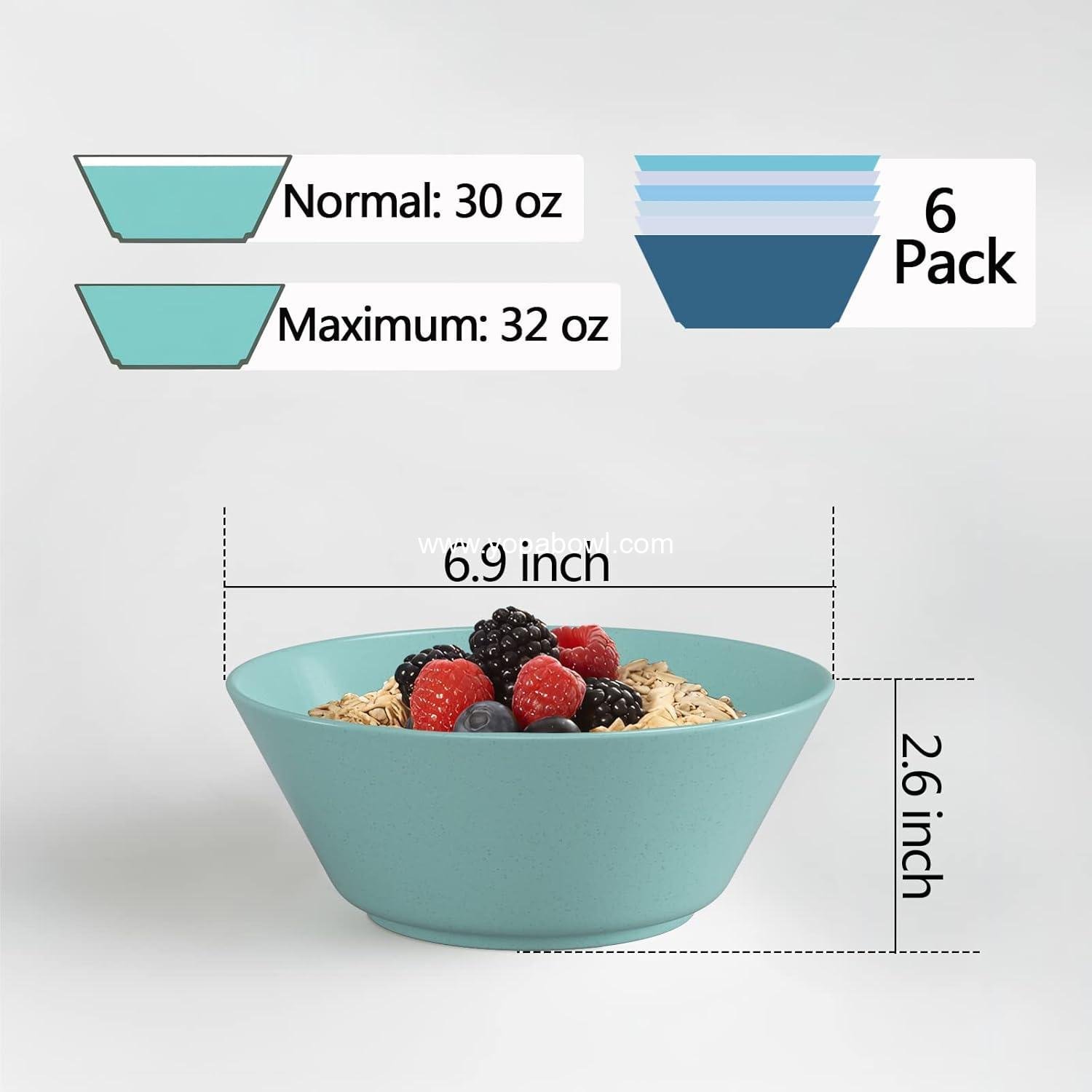 Wholesale 32 Ounce Unbreakable Wheat Straw Fiber Bowls, Lightweight Microwave & Dishwasher Safe BPA-Free Set for Cereal, Salad, Oatmeal, Soup, Snacks - 6 Colors Factory