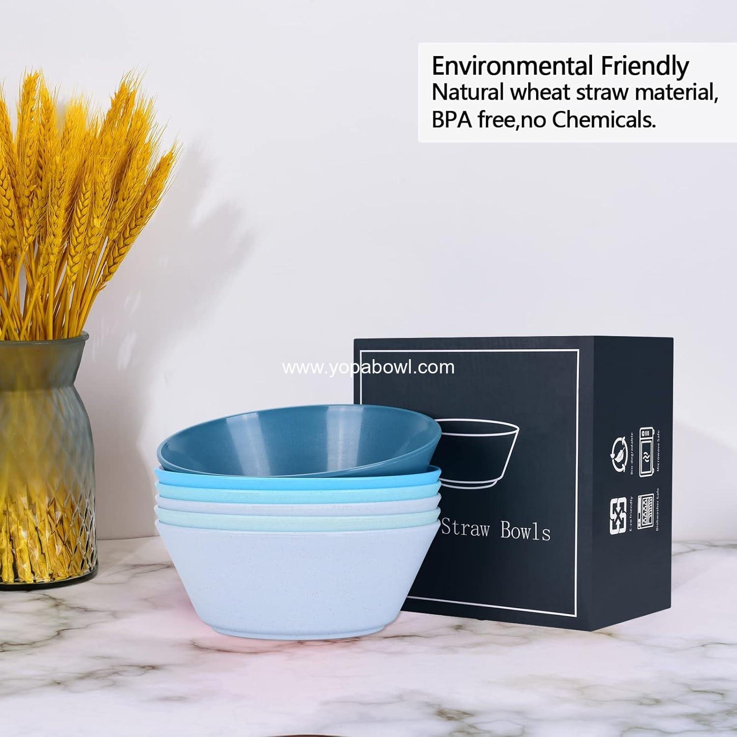Wholesale 32 Ounce Unbreakable Wheat Straw Fiber Bowls, Lightweight Microwave & Dishwasher Safe BPA-Free Set for Cereal, Salad, Oatmeal, Soup, Snacks - 6 Colors Factory